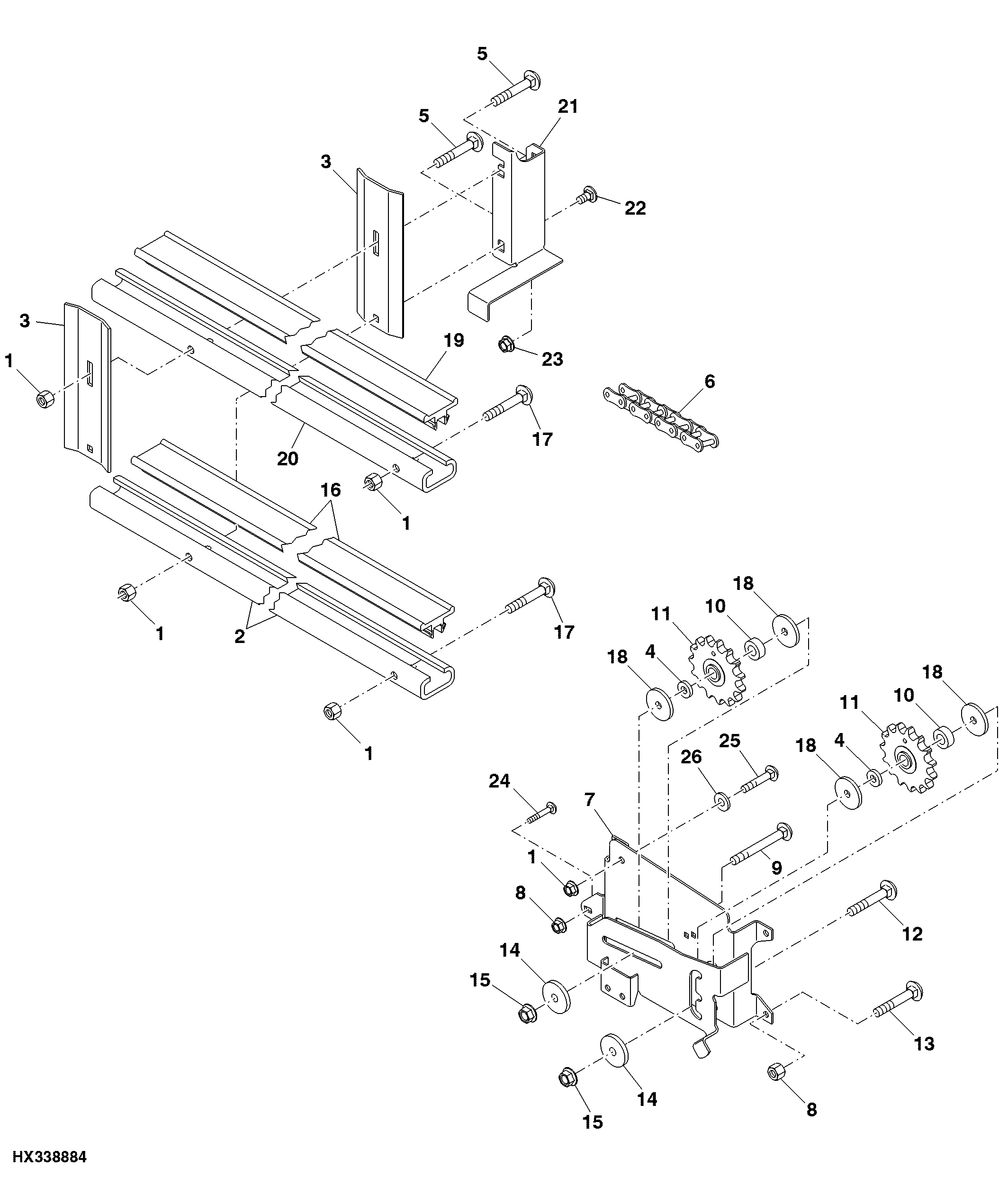 Feeder Conveyor Drive Chain And Idler Bracket (730101 - )