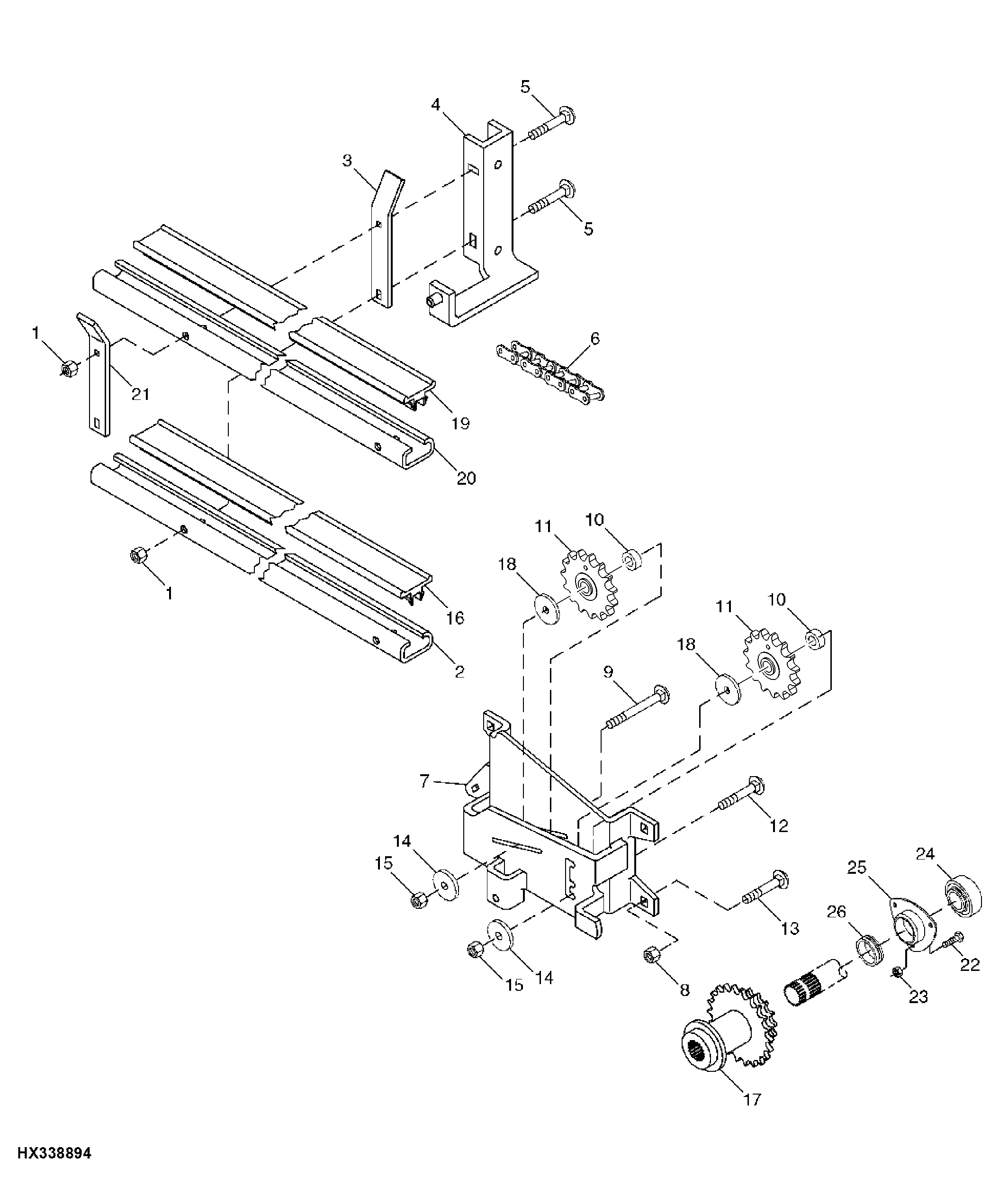 FEEDER CONVEYOR DRIVE CHAIN AND IDLER BRACKET