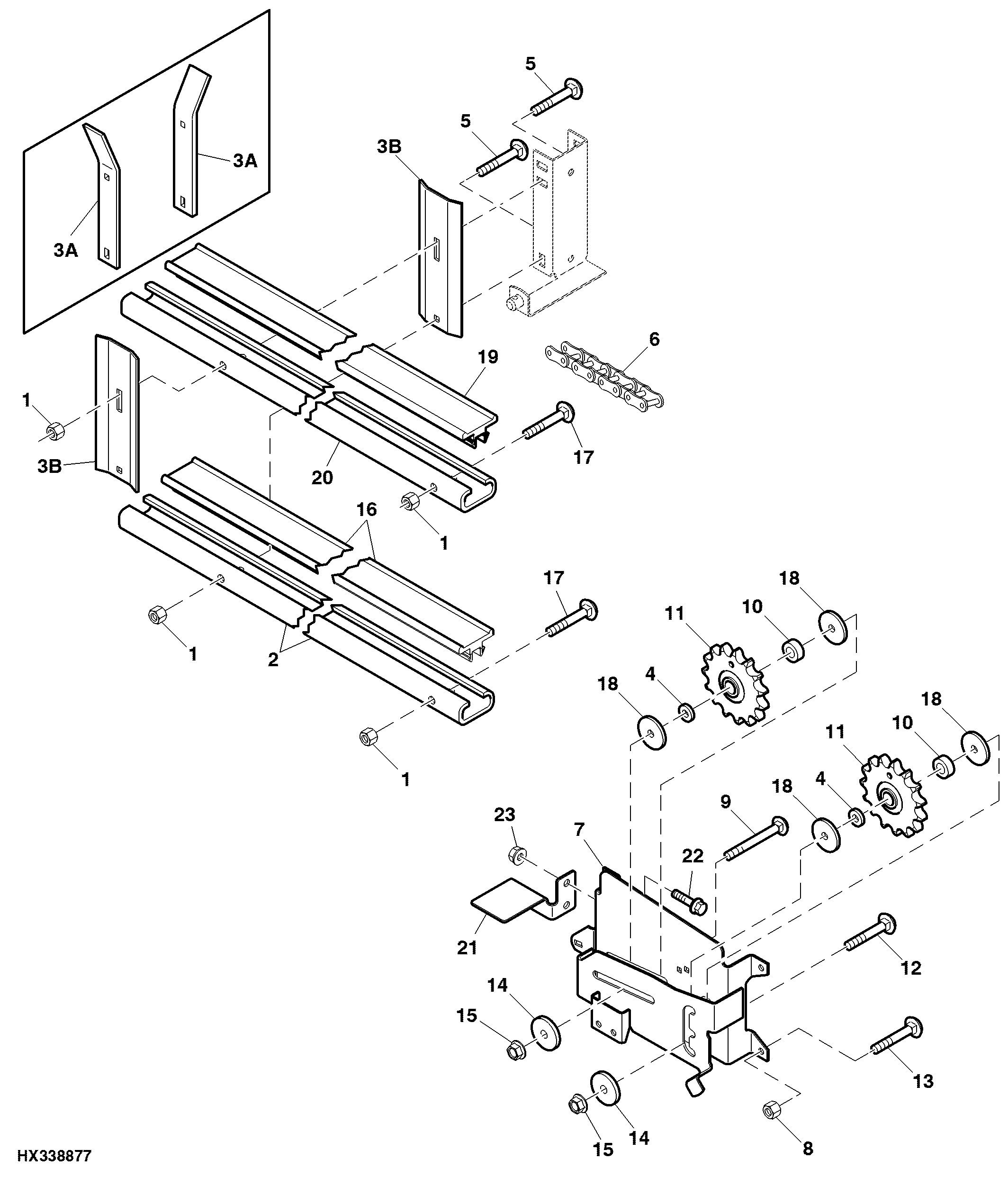 Feeder Conveyor Drive Chain and Idler Bracket ( - 730100)
