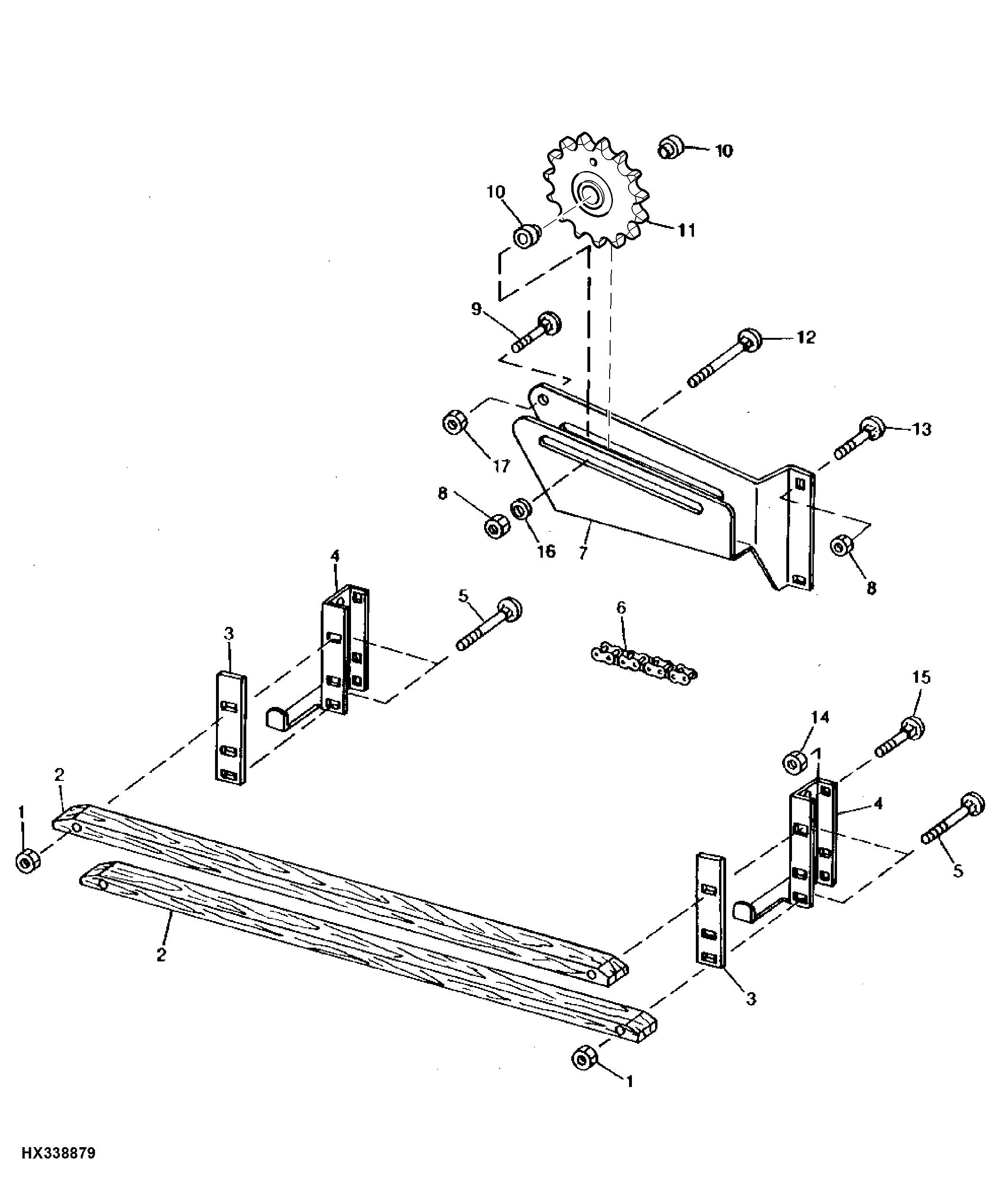 FEEDER CONVEYOR DRIVE CHAIN, TIGHTENER AND GUIDES