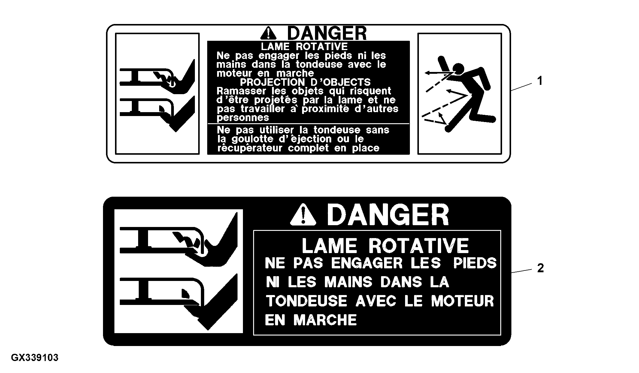 Mower Deck Labels (French Canadian)