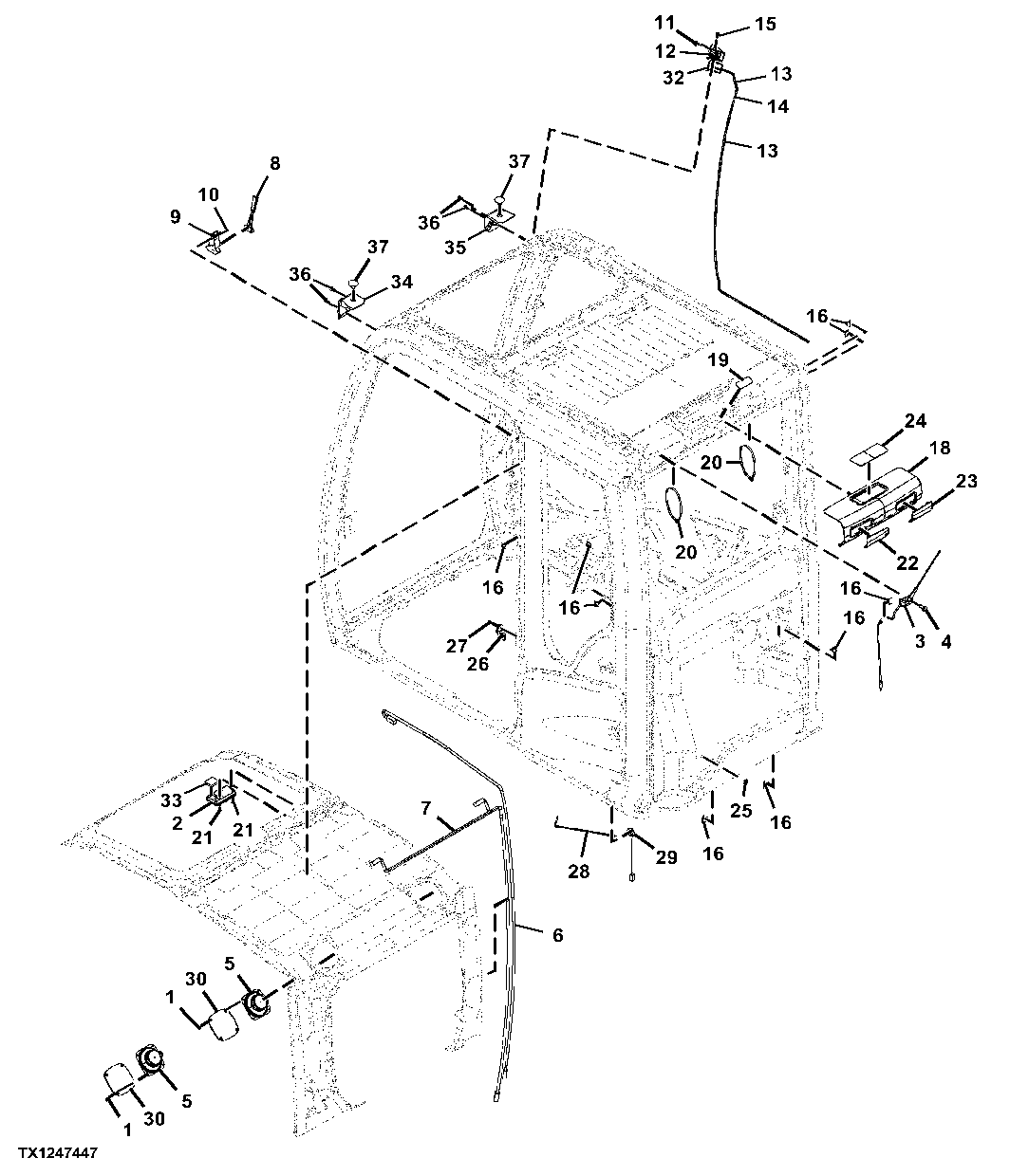 Cab Components, Cab Light, Antenna, and Speakers