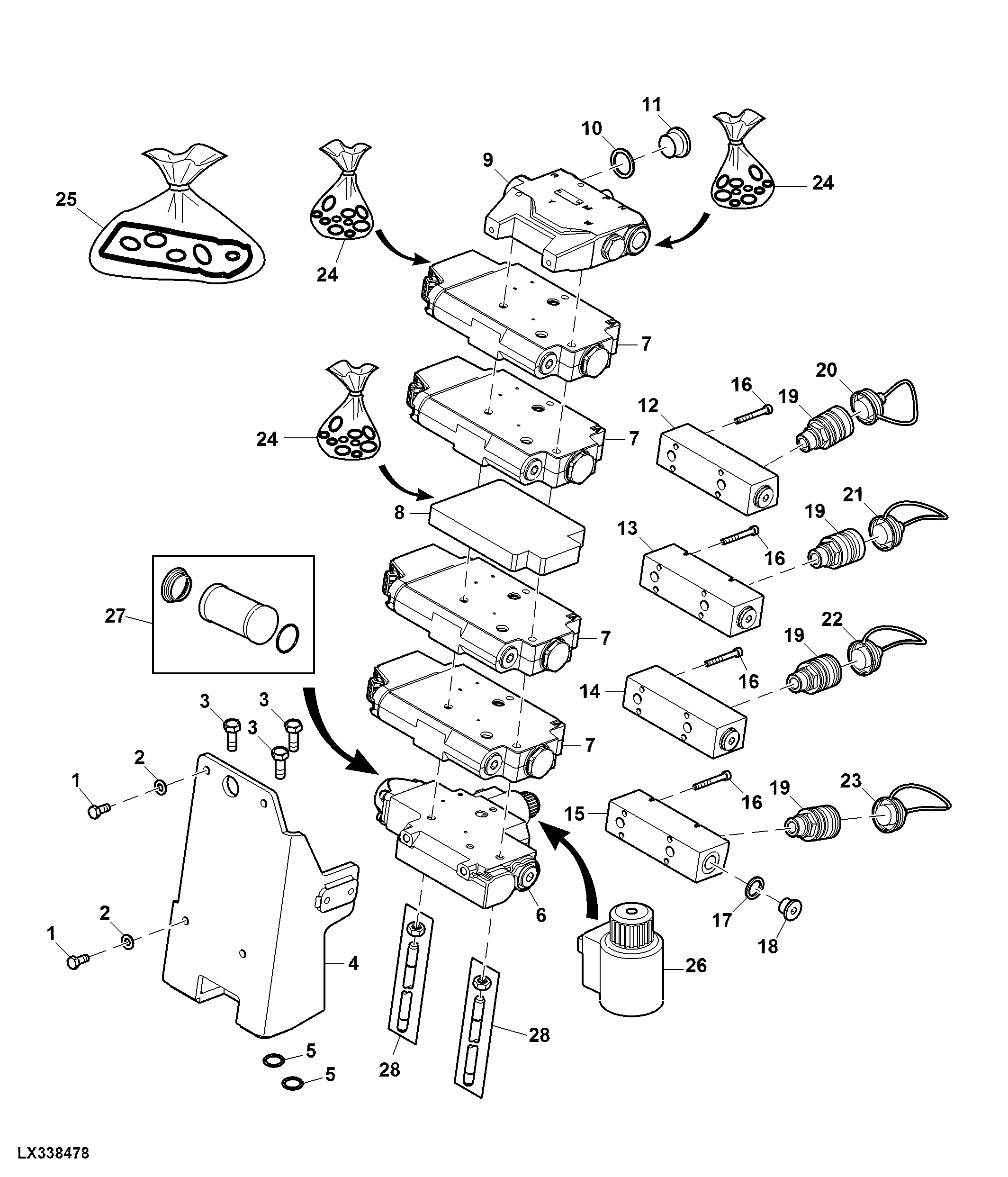 Electrical SCV and Mounting Parts, Four Double Acting