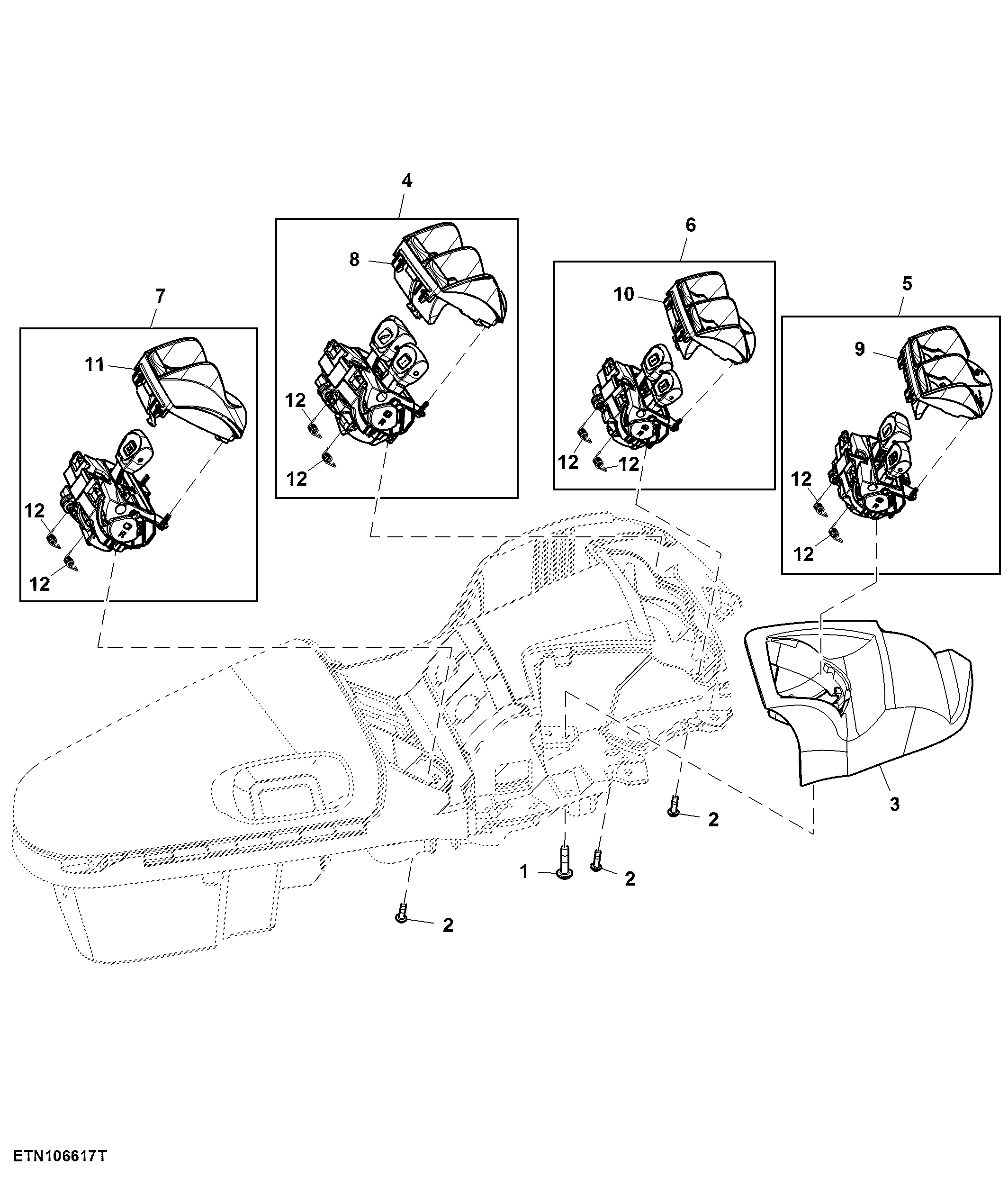 Control, Rear Hitch, 3 Rear SCV and 2 Mid Stack SCV, W/ Front Hitch, W/O Joystick, CommandARM™ ( - 089964)
