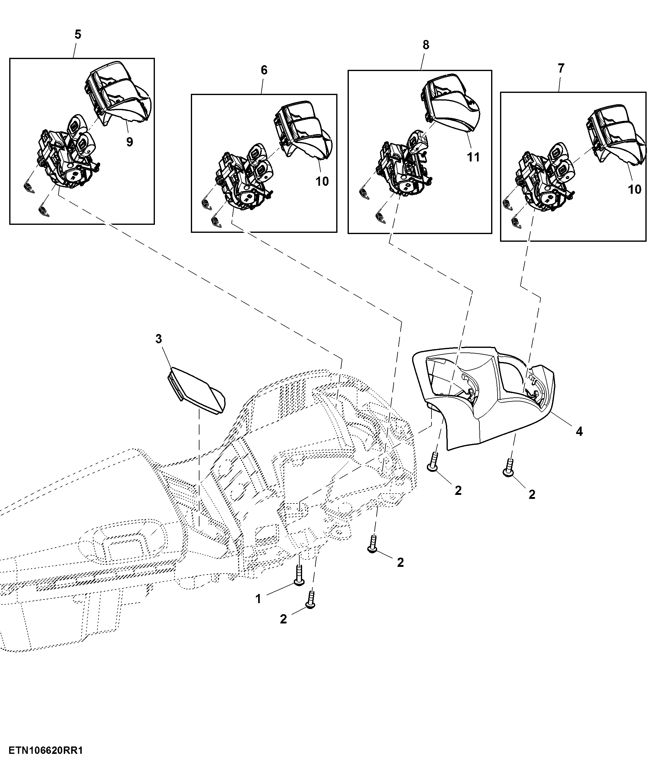 Control, Rear Hitch and 5 Rear SCV, W/ Front Hitch, W/O Joystick and Mid Stack SCV, CommandARM™