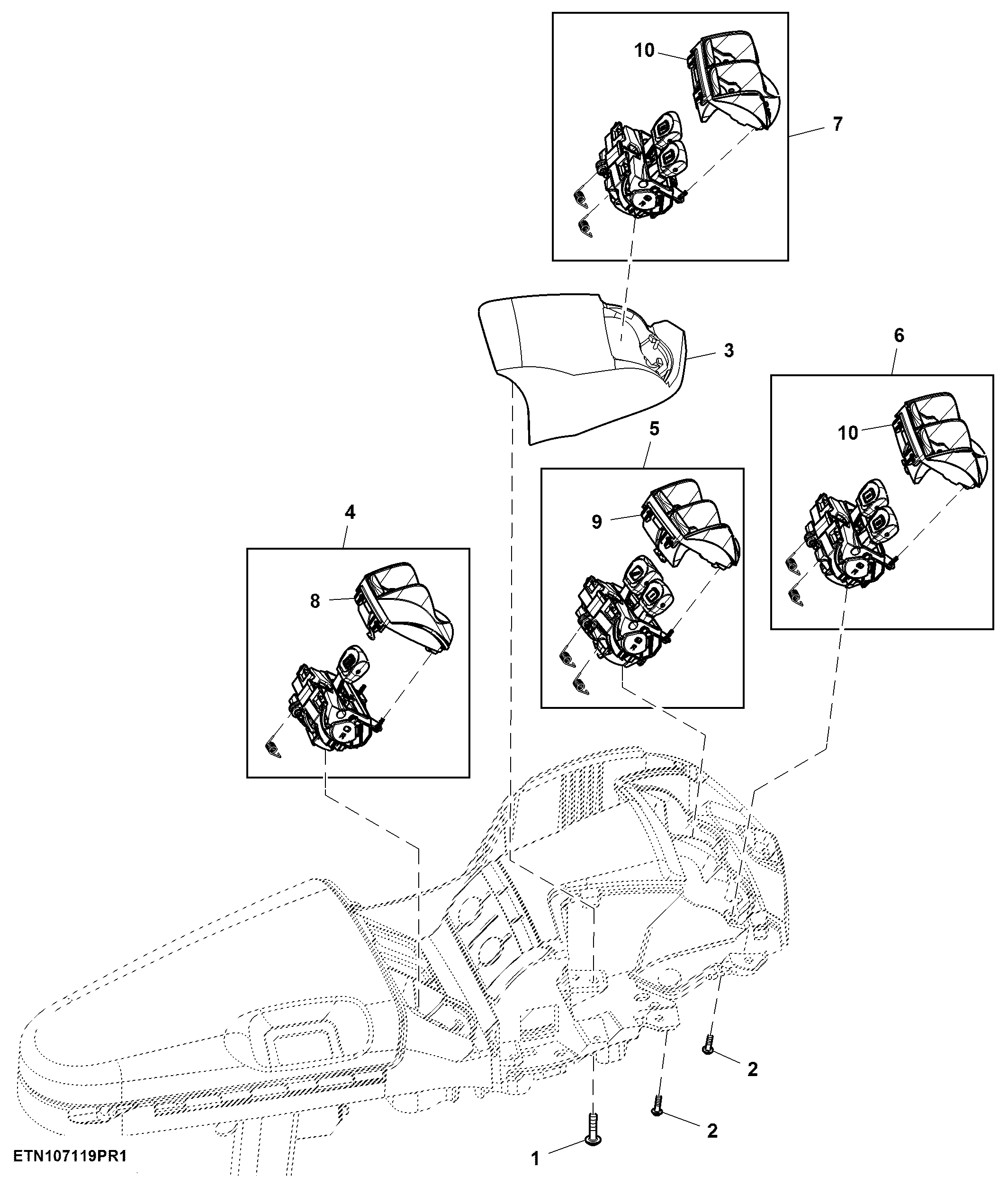 Control, Rear Hitch and 6 Rear SCV, W/O Joystick and Front Hitch, CommandARM™