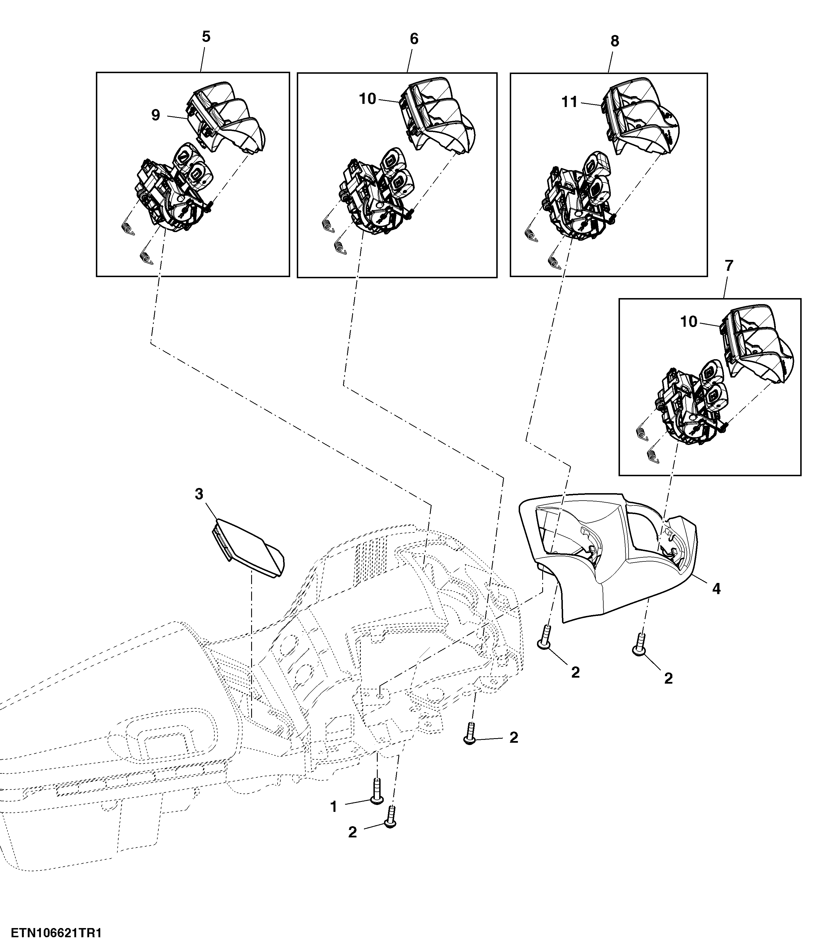 Control, Rear Hitch, 5 Rear SCV and 1 Mid Stack SCV, W/ Front Hitch, W/O Joystick, CommandARM™