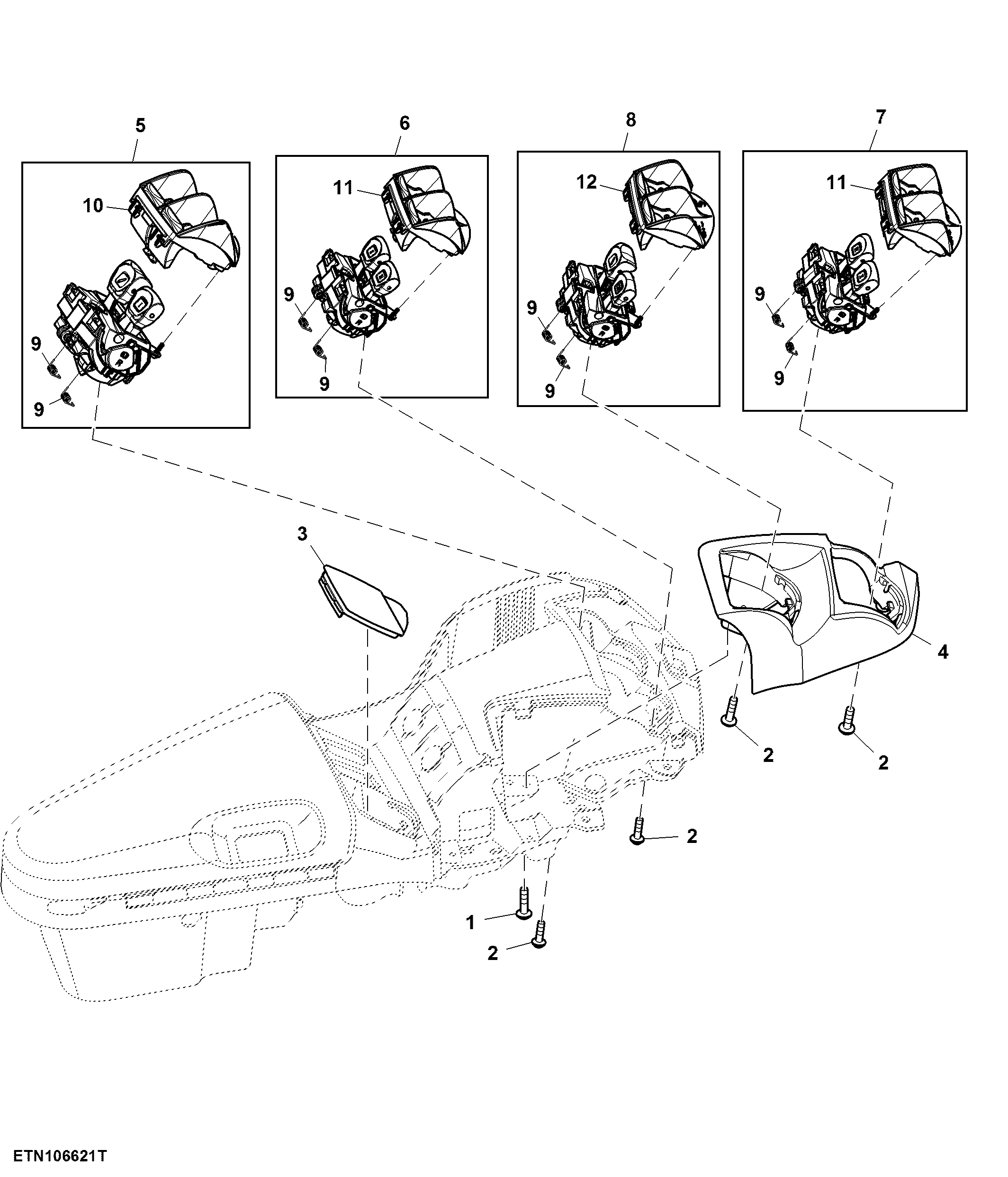 Control, Rear Hitch, 5 Rear SCV and 1 Mid Stack SCV, W/ Front Hitch, W/O Joystick, CommandARM™