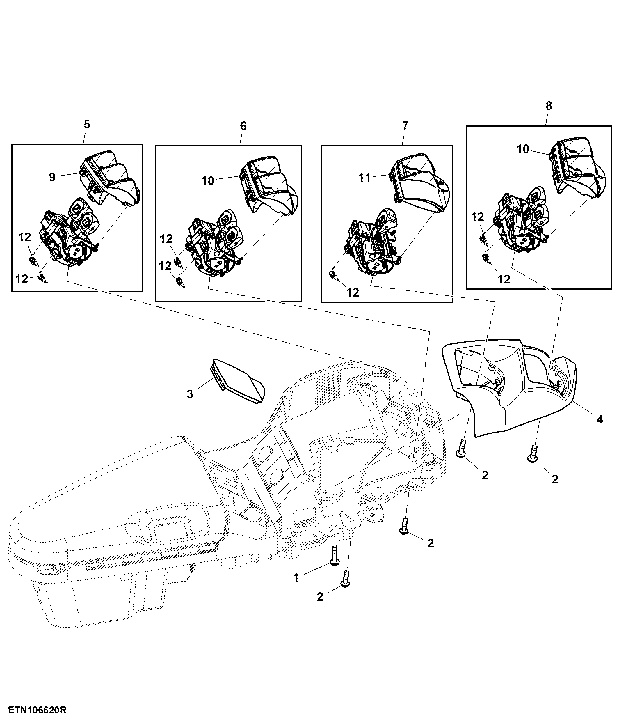 Control, Rear Hitch and 5 Rear SCV, W/ Front Hitch, W/O Joystick and Mid Stack SCV, CommandARM™
