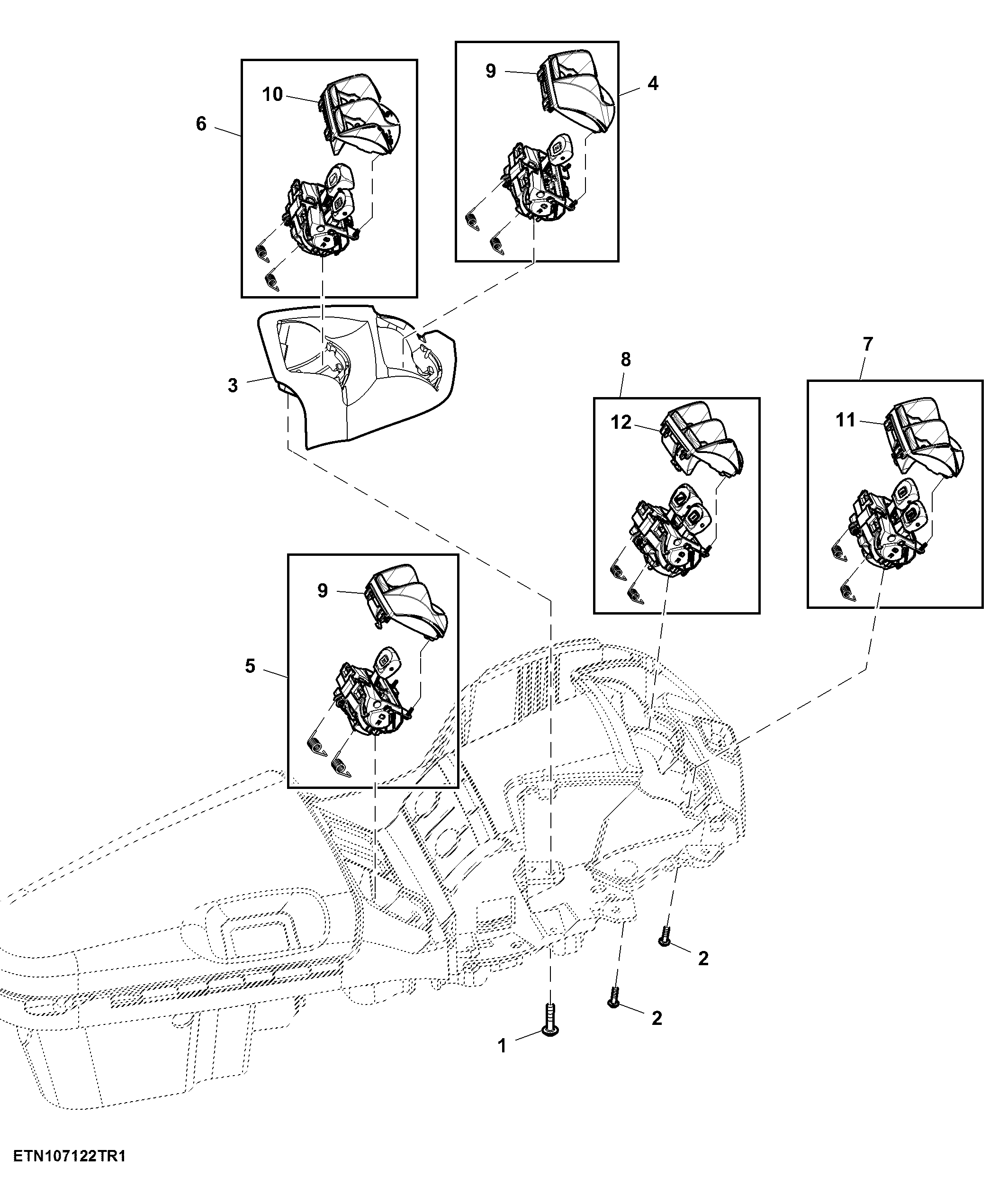 Control, Rear Hitch,4 Rear SCV and 2 Mid Stack SCV, W/O Joystick, W/ Front Hitch, CommandARM™