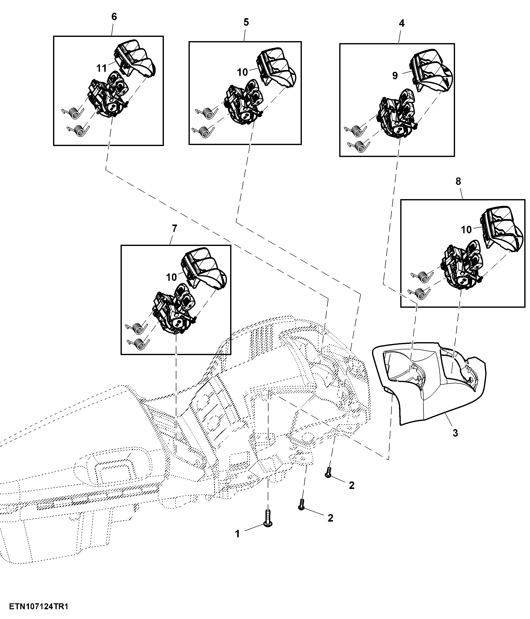Control, Rear Hitch, 6 Rear SCV and 2 Mid Stack SCV, W/O Joystick, W/ Front Hitch, CommandARM™