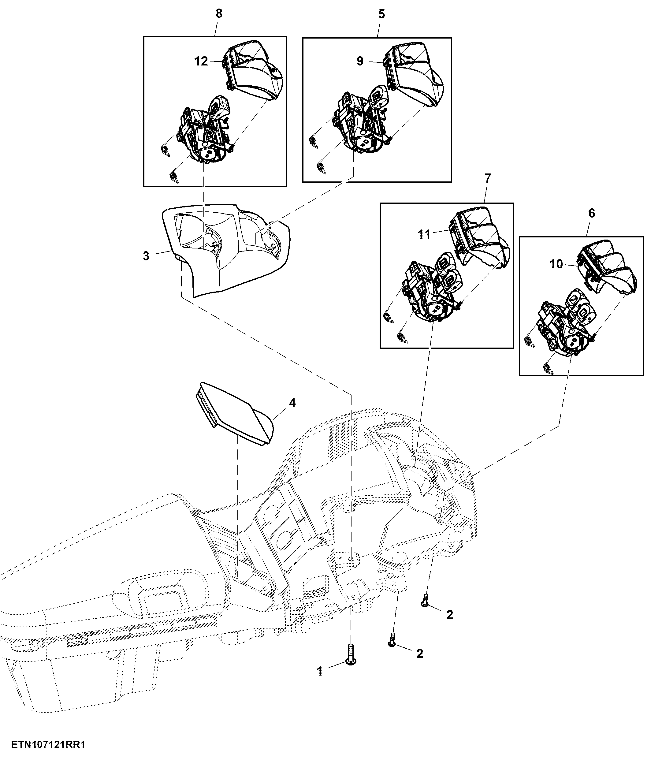 Control, Rear Hitch and 4 Rear SCV, W/O Joystick and Mid Stack SCV, W/ Front Hitch, CommandARM™