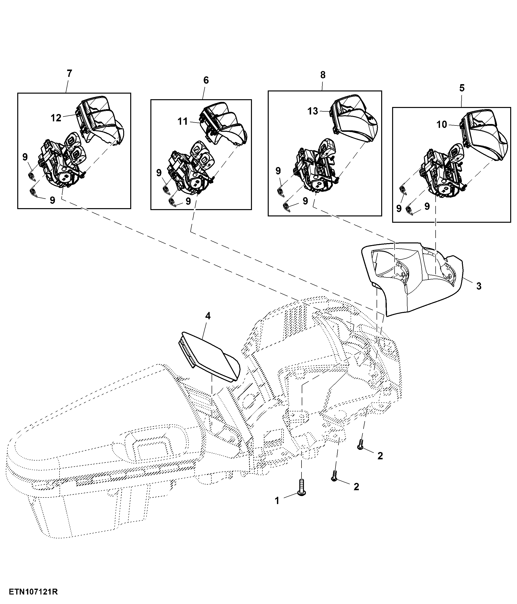 Control, Rear Hitch and 4 Rear SCV, W/O Joystick and Mid Stack SCV, W/ Front Hitch, CommandARM™