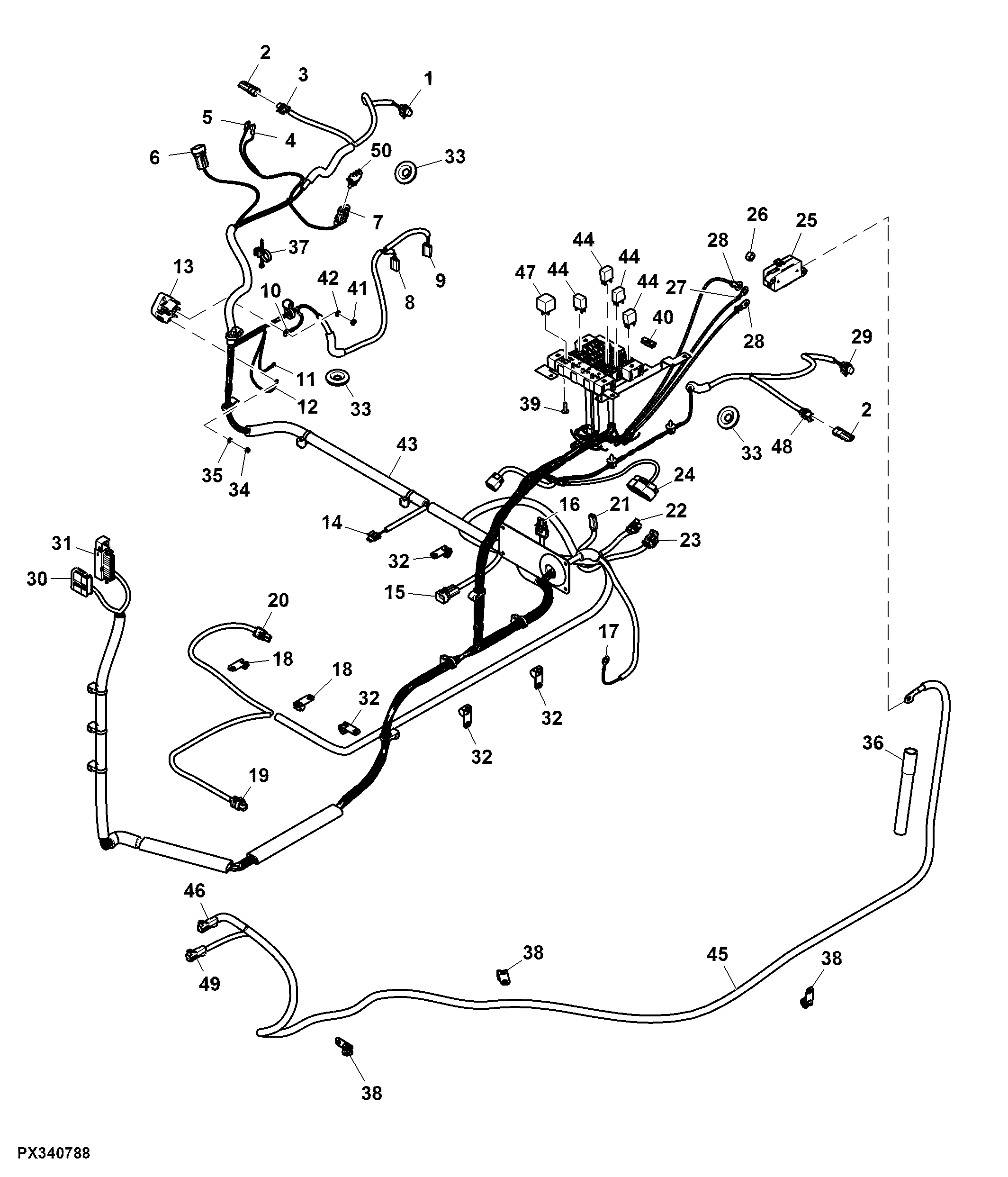 Cab Wiring Harness, W/O PowrReverser™ (2/6), Cab