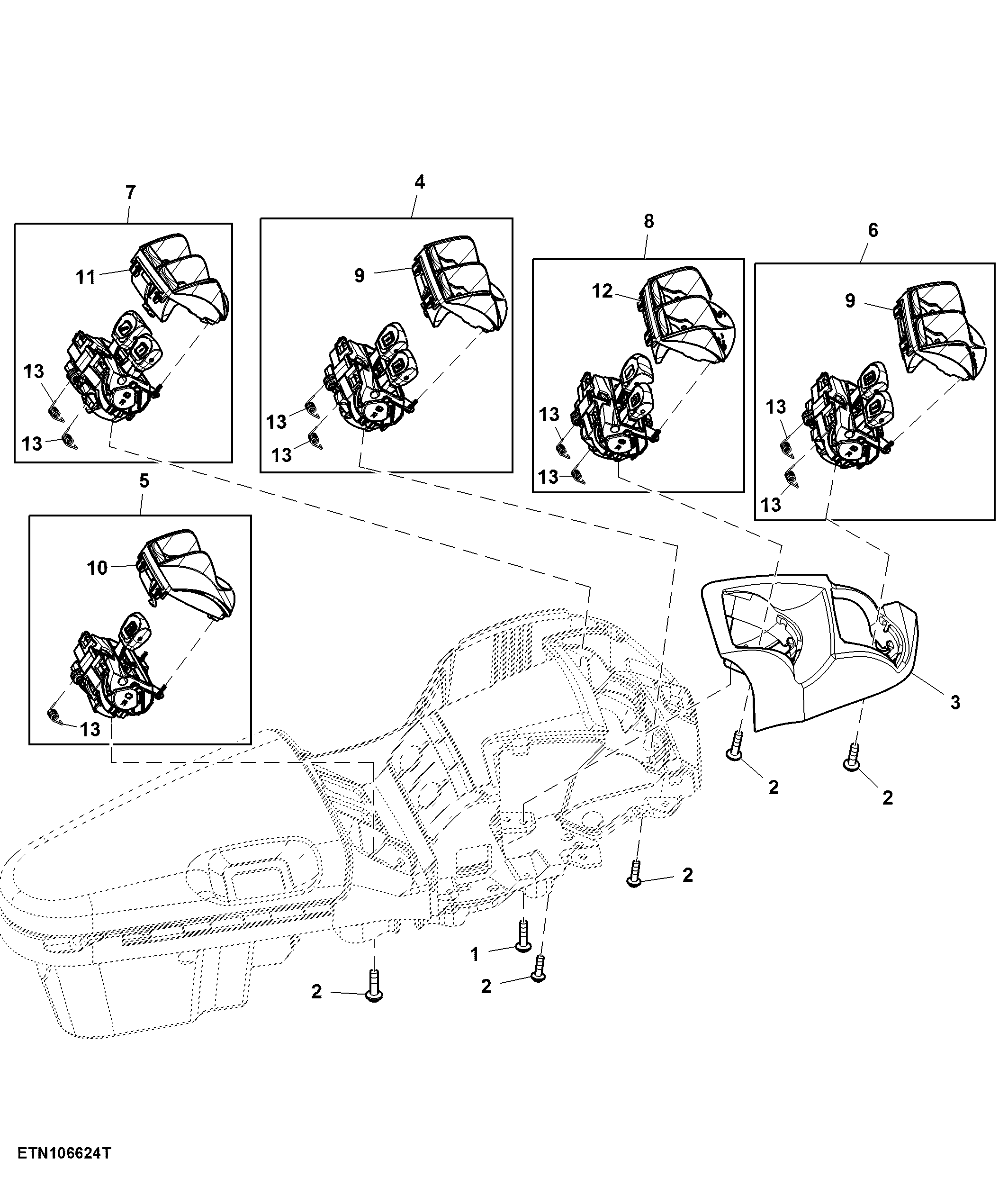 Control, Rear Hitch, 6 Rear SCV and 1 Mid Stack SCV, W/ Front Hitch, W/O Joystick, CommandARM™