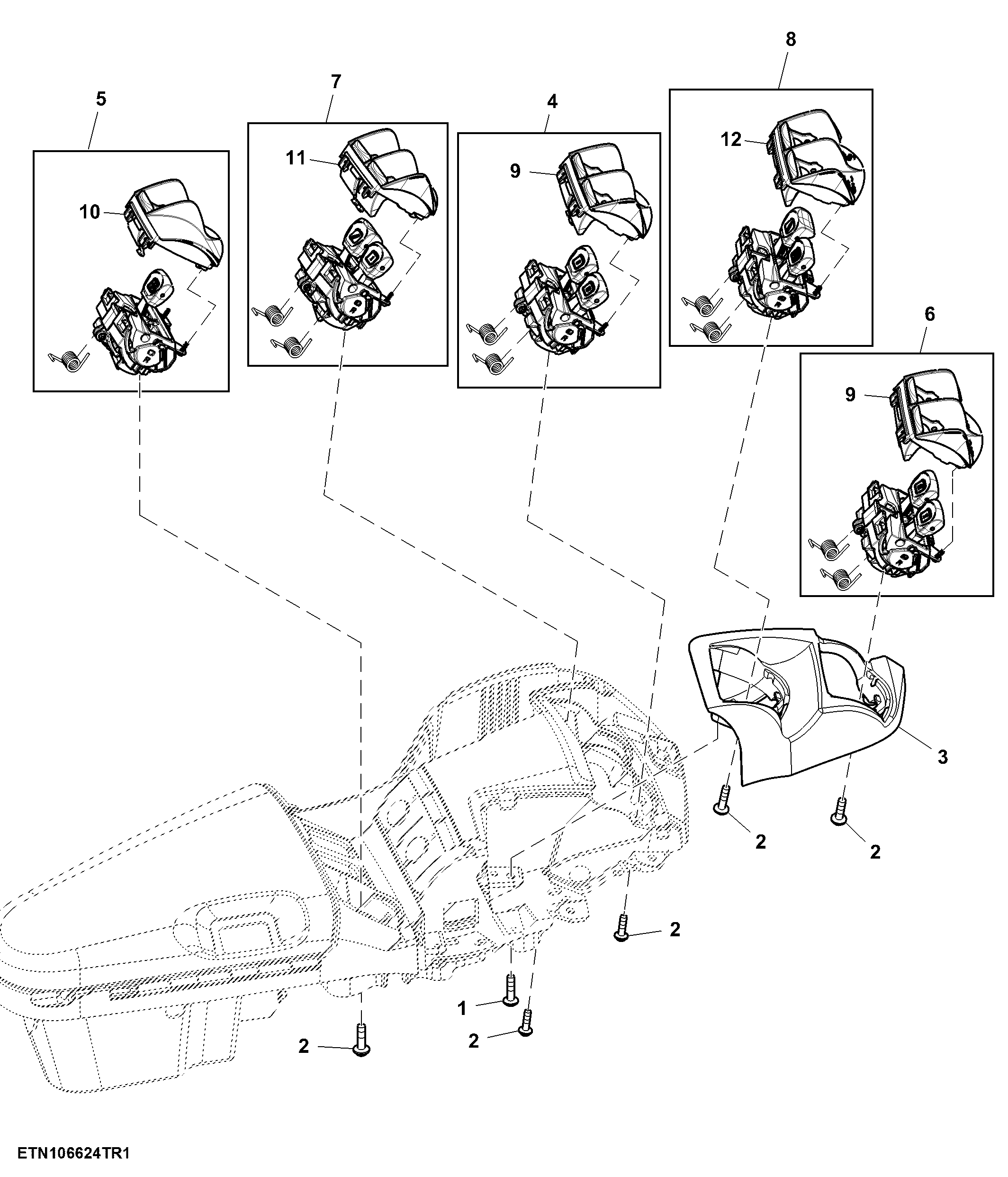 Control, Rear Hitch, 6 Rear SCV and 1 Mid Stack SCV, W/ Front Hitch, W/O Joystick, CommandARM™
