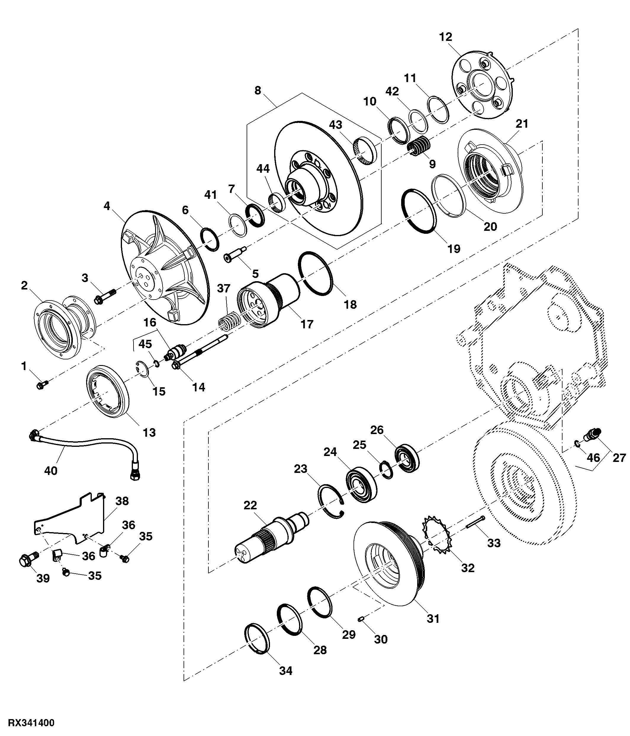 Variable Speed Fan Drive, Driver and Driven Assembly, 13.5 L Engine