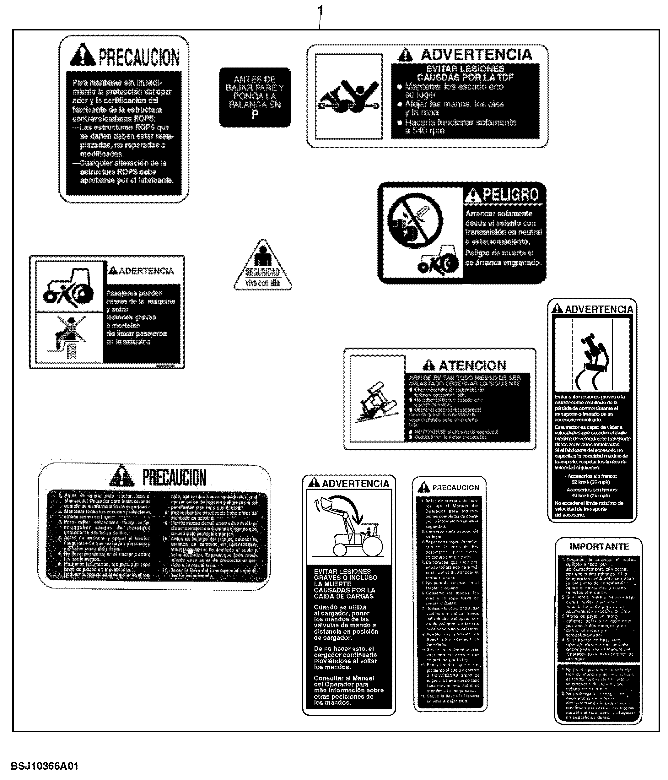 Attachment, Decals and Labels (Spanish)
