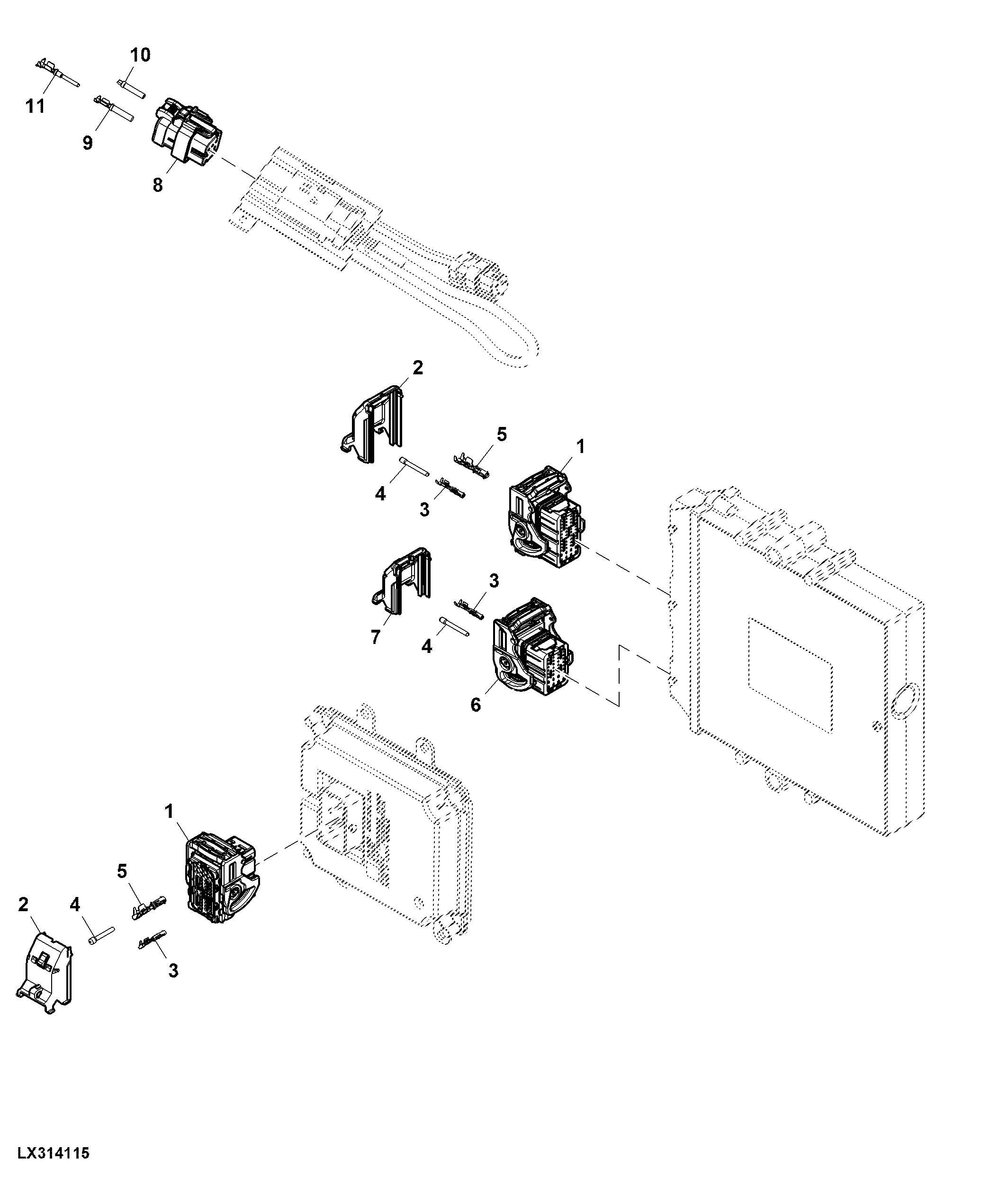 Connectors, Electronic Control Units, Front Chassis (M50), Immobilizer, Steering AutoTrac™