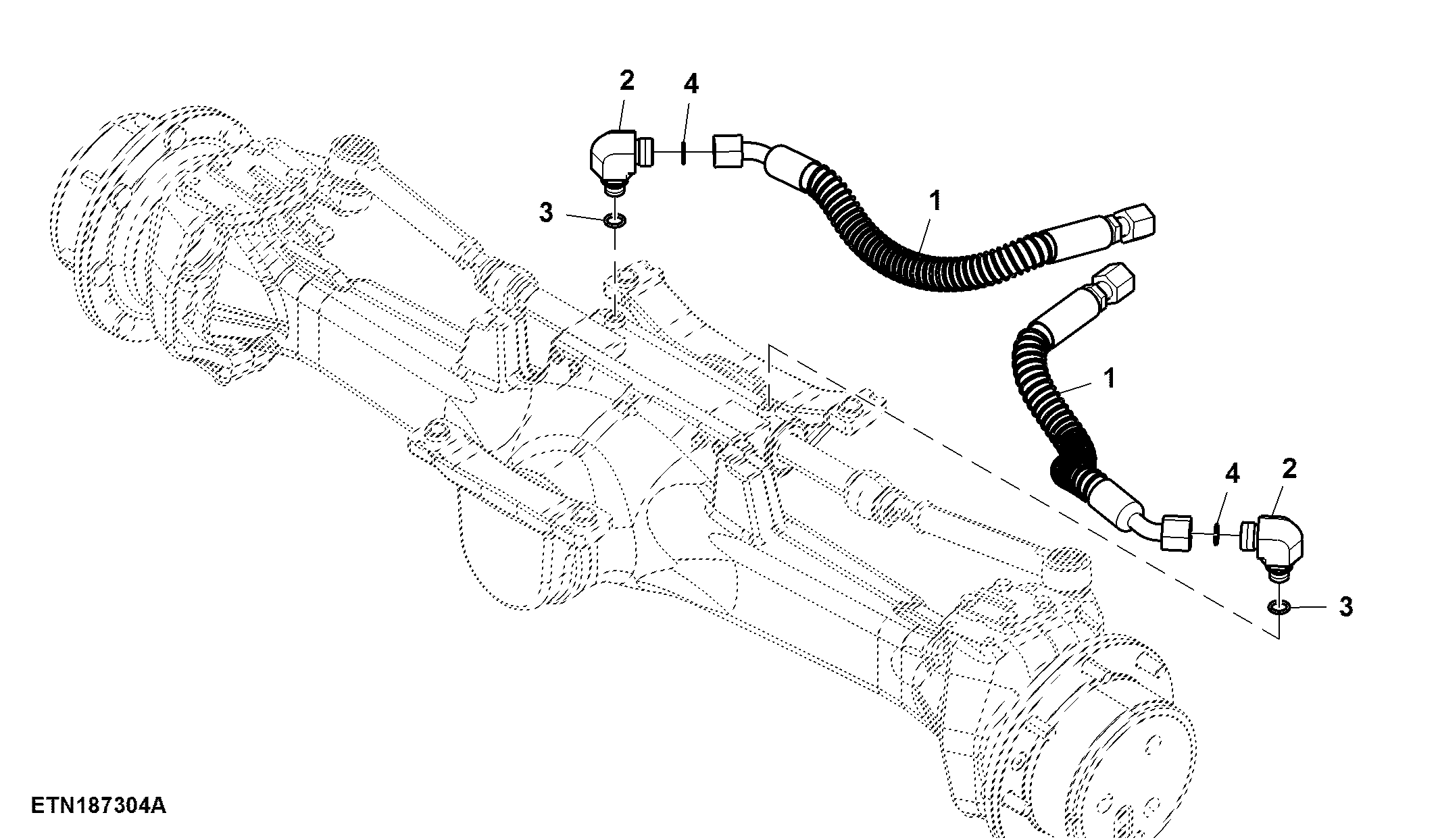 Steering Hydraulic Hoses, MFWD, Wet Clutch
