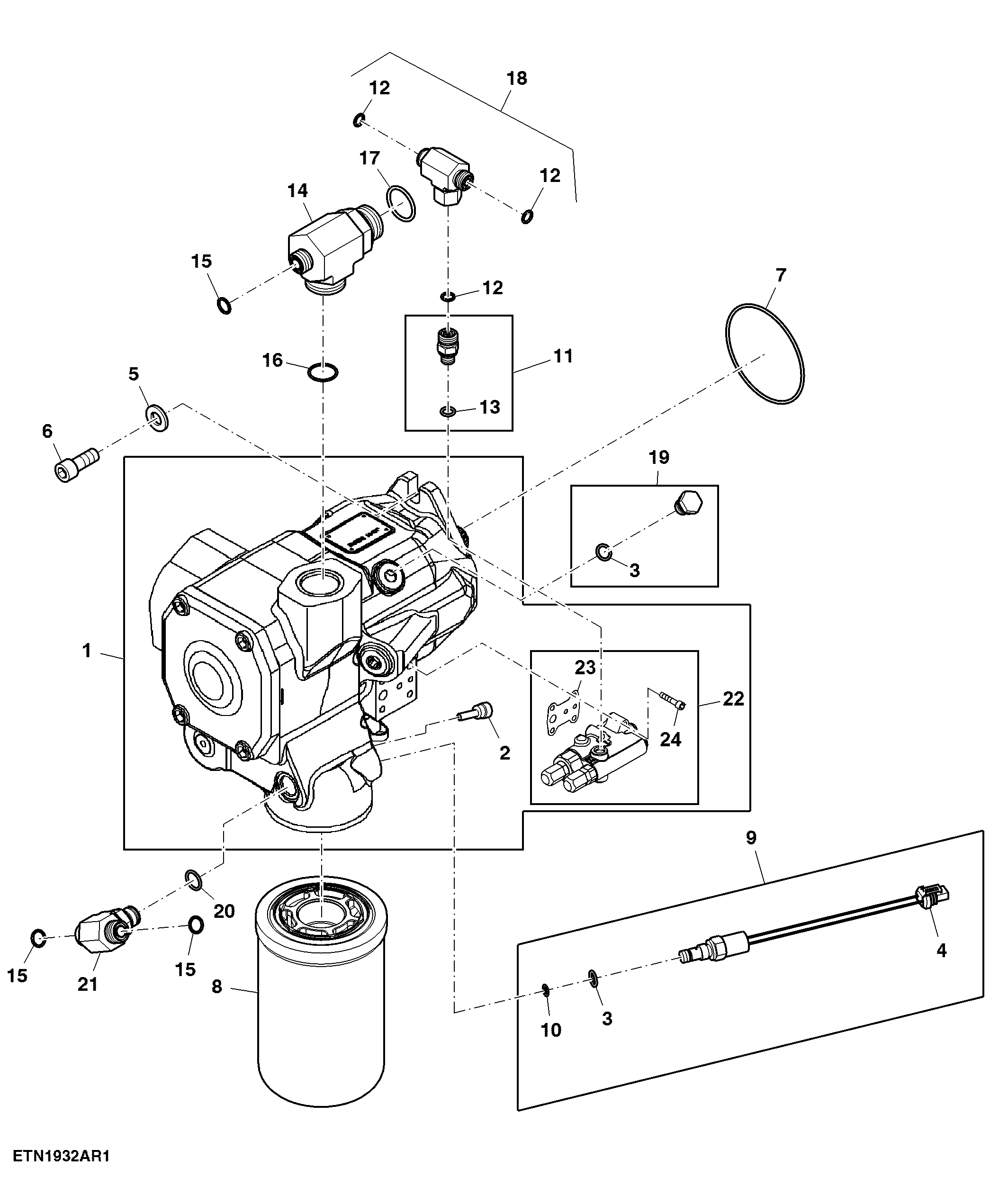 Hydraulic Pump, W/O TLS™, W/ Midstack and W/O Front Brake, PowrQuad™/AutoQuad™/IVT™, 63 cc