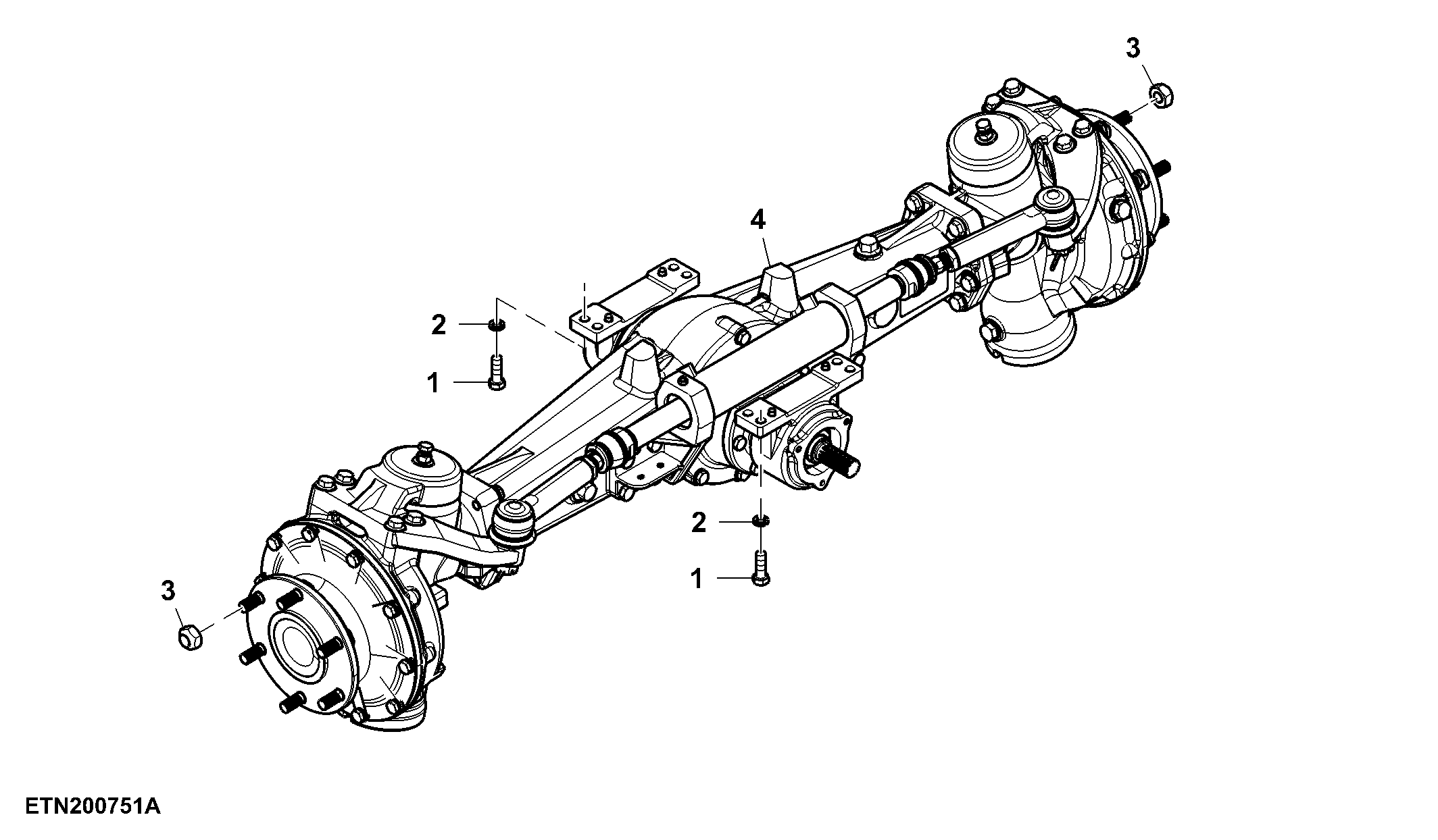 Front Axle, 45° Steering Angle, MFWD