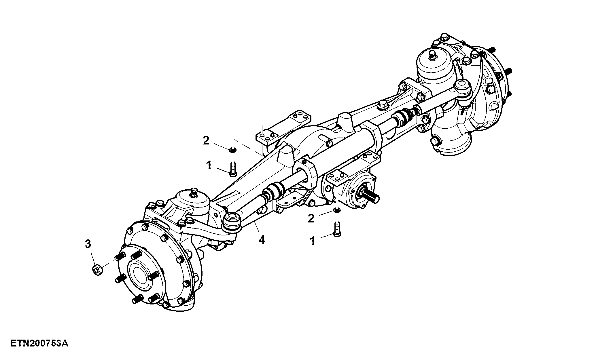 Front Axle, 37° Steering Angle, MFWD