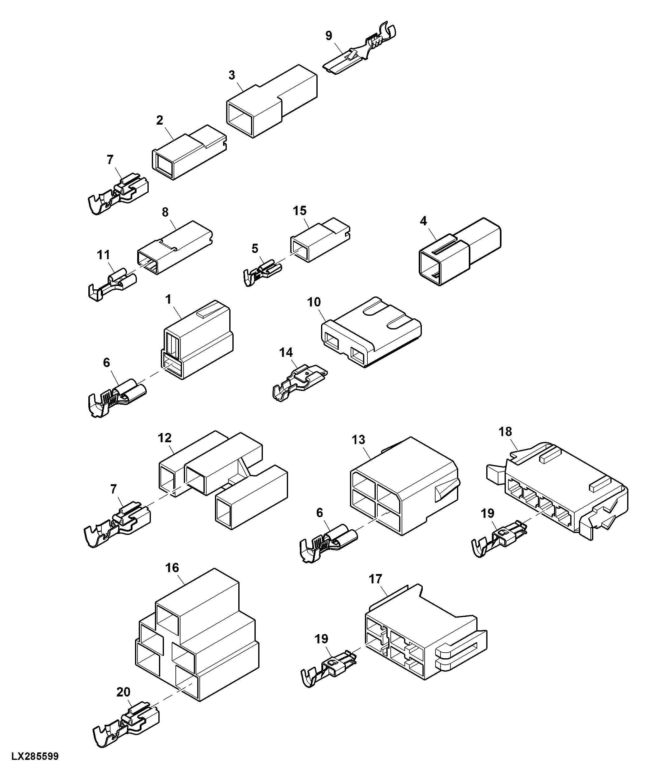 Connectors 1-, 2-, 3-, 4-, 5- and 6- Terminal, Flat