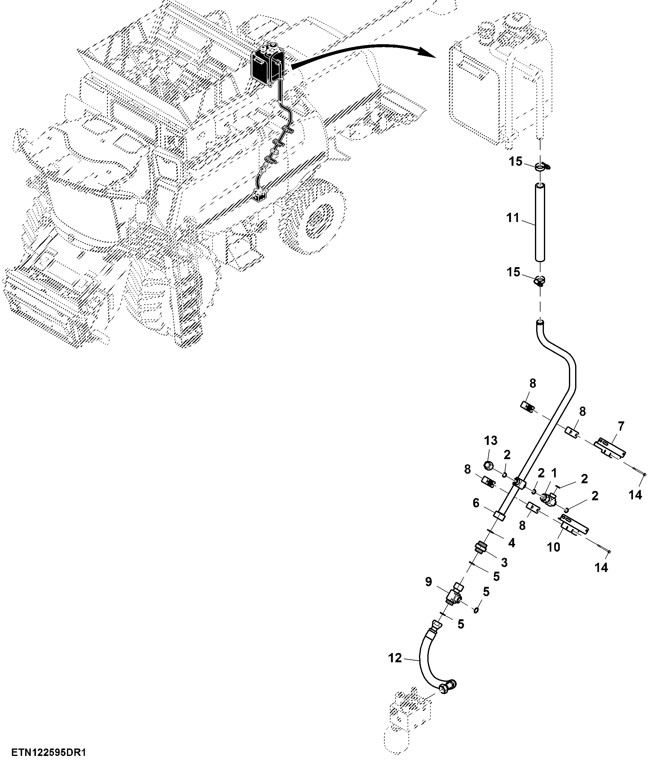 Hydraulic Return Lines, 4WD, W/ Chaff Spreader