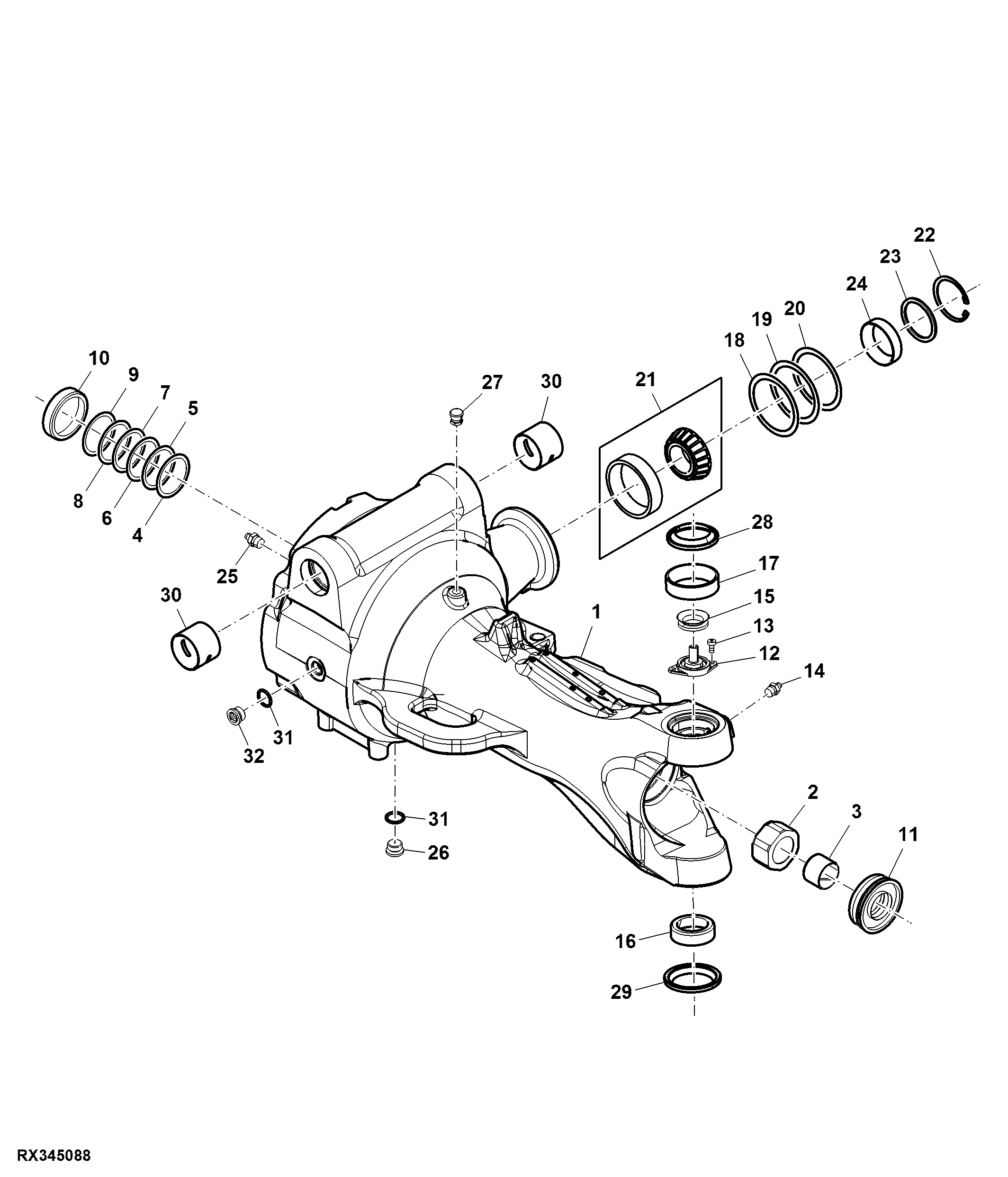 Front Axle Housing, Light Duty, LH, 1300 MFWD