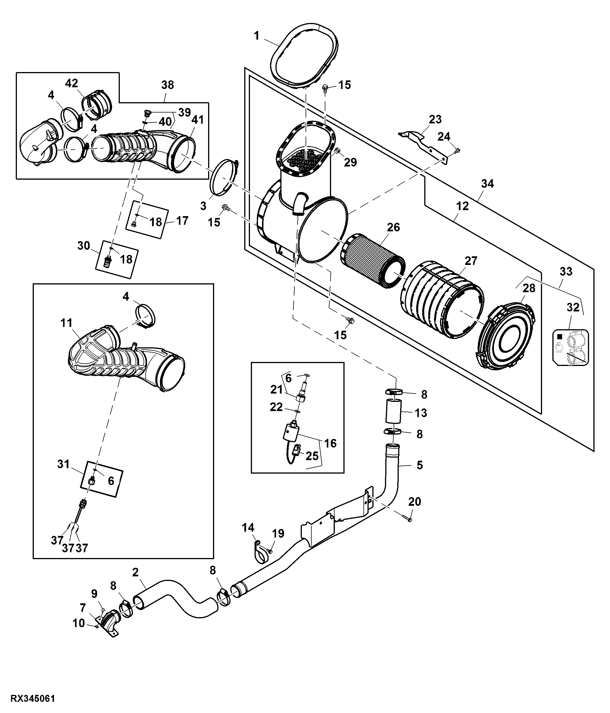 Air Intake, W/O Air Trailer Brakes, T2 Engine