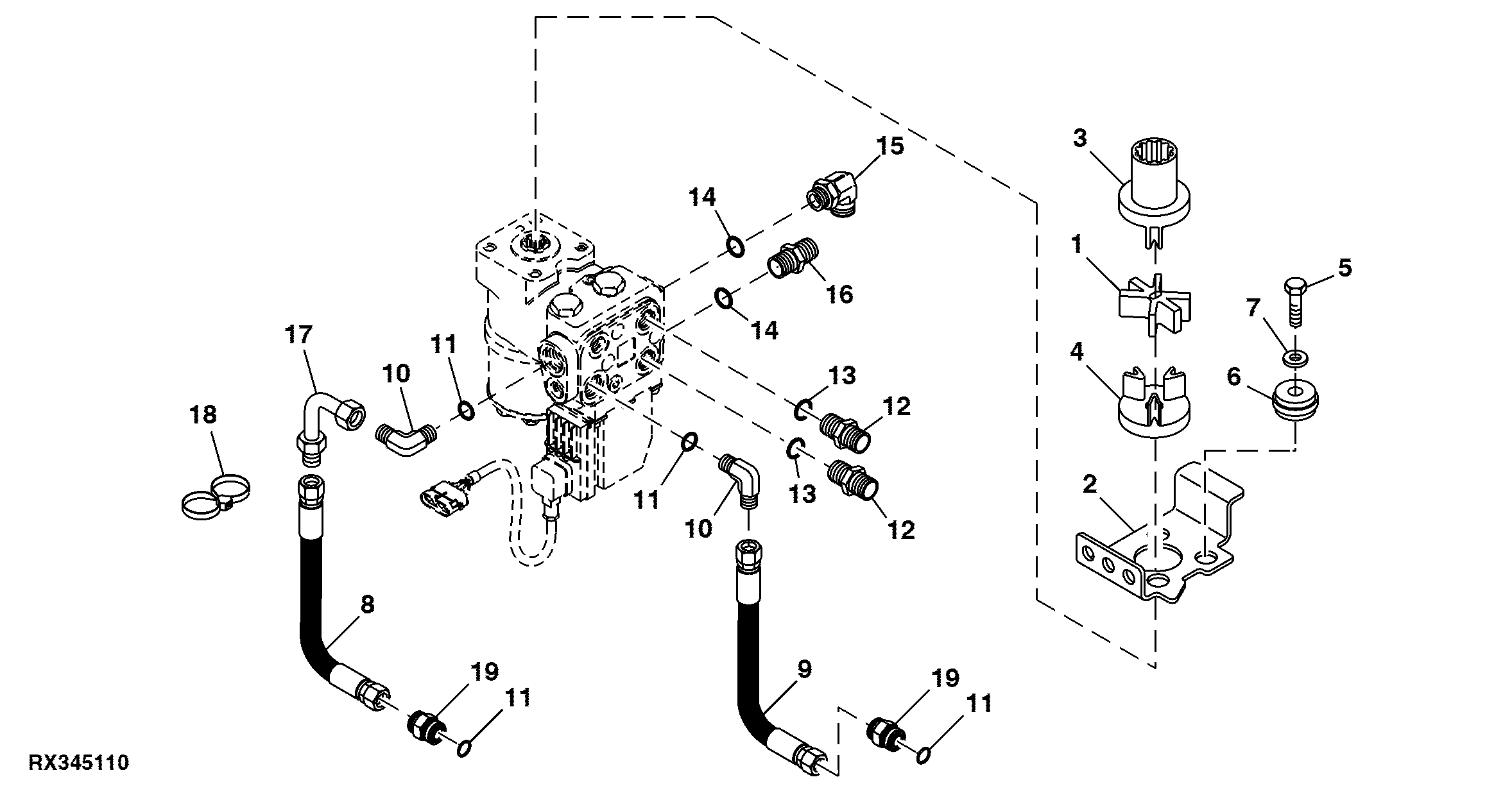 VALVE FITTINGS, SPLINED COUPLERS AND MOUNTING BRACKET