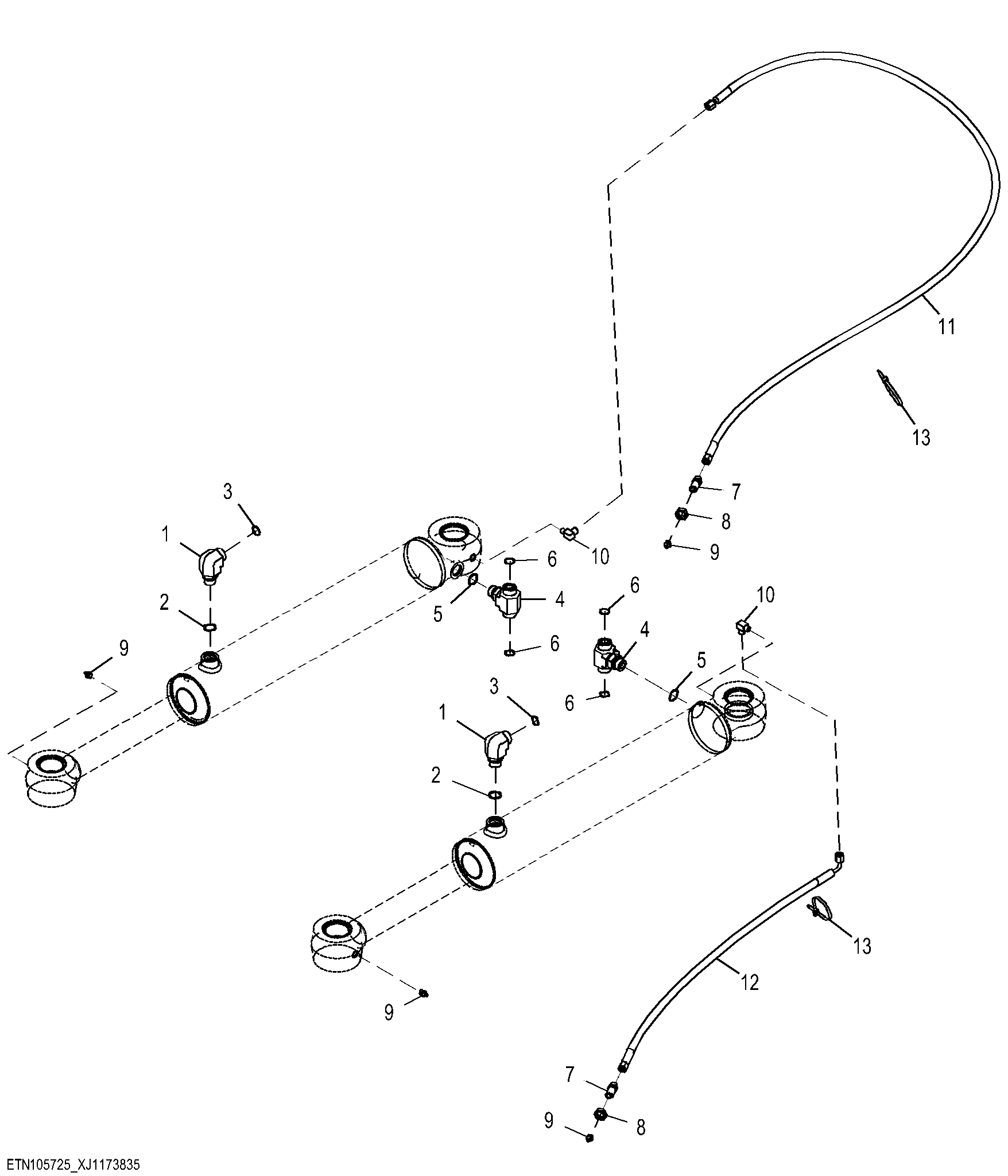 Steering Cylinder Lubrication Lines and Fittings
