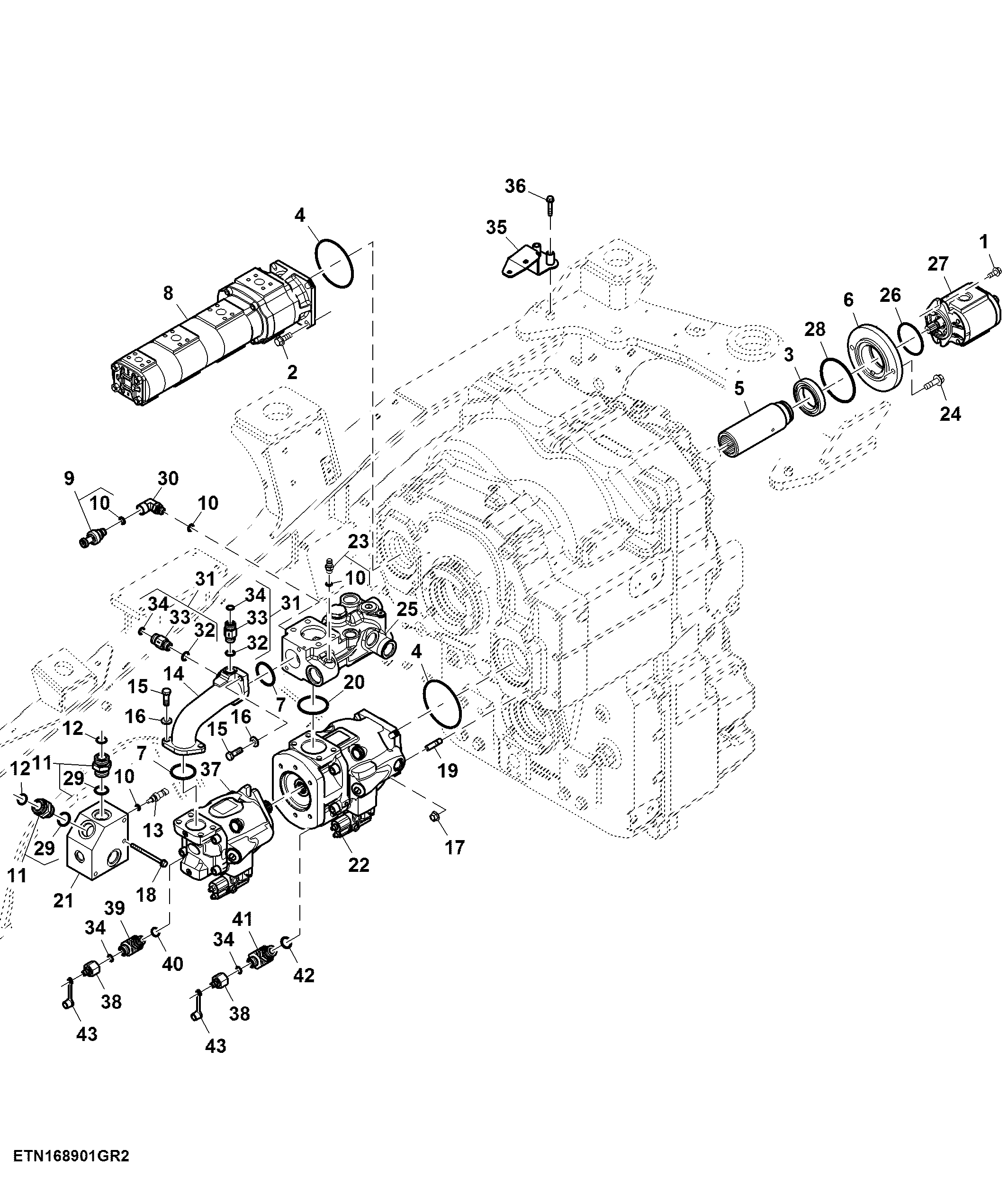 Hydraulic Pump, ACS™, High Flow, W/O PTO, Double Reduction Axle (801465 - )