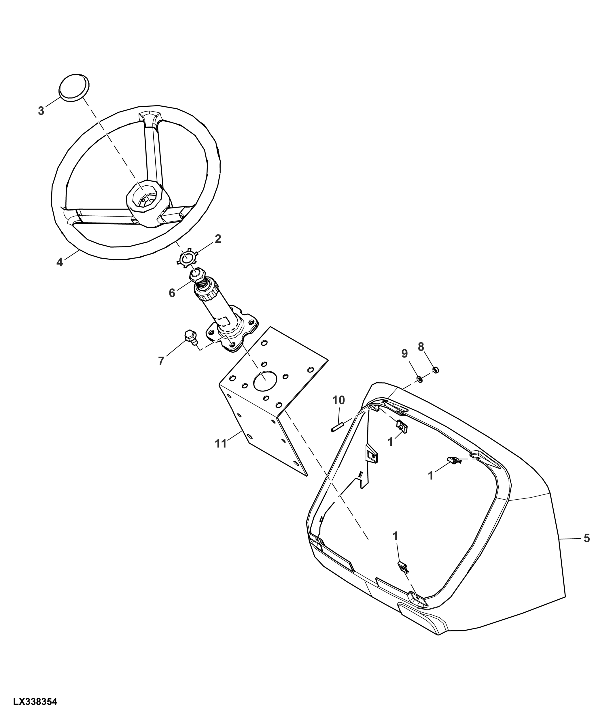 Steering Wheel, Steering Column and Cowl, Cab ( - x09159)