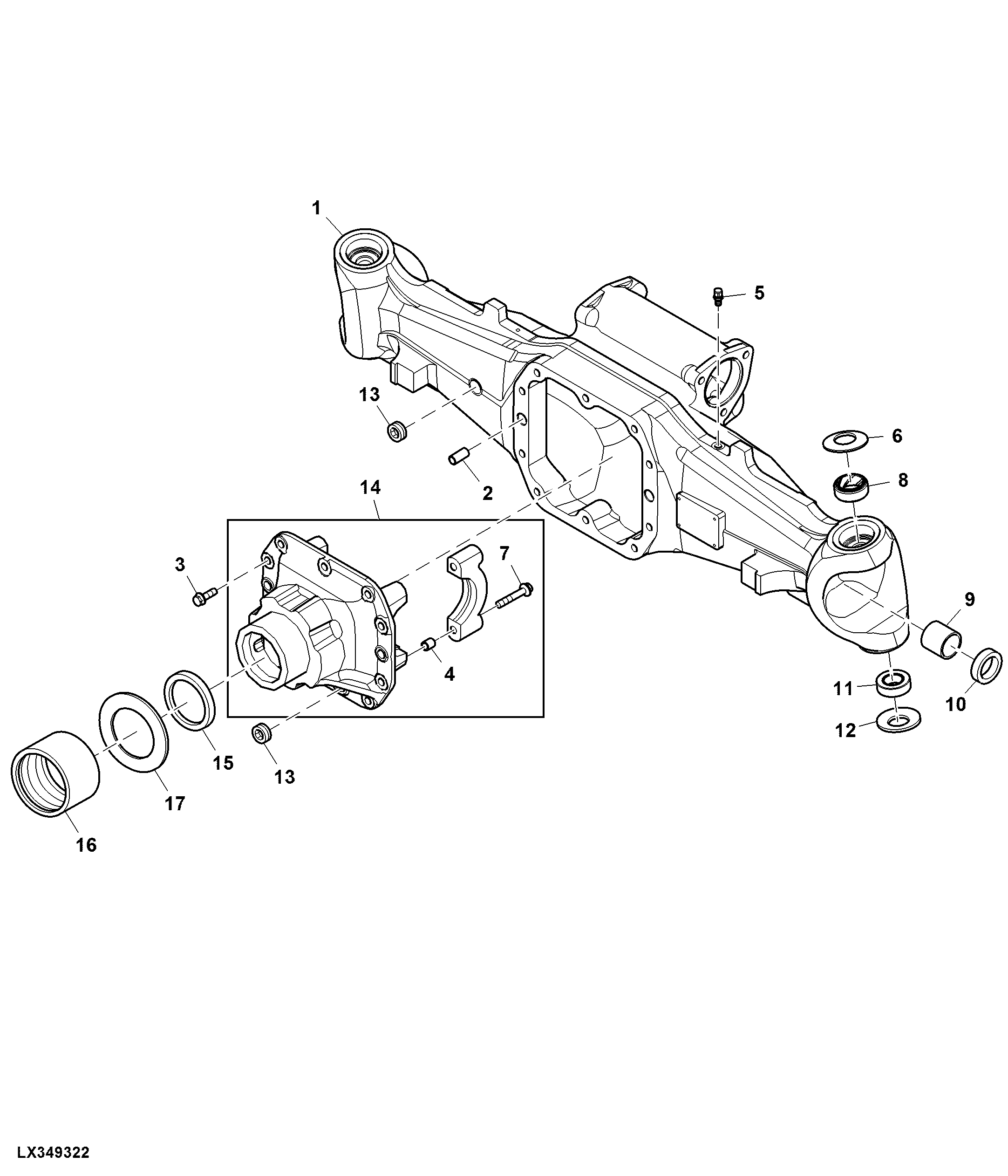 Axle Housing, 4WD Axle, Narrow Version, OOS