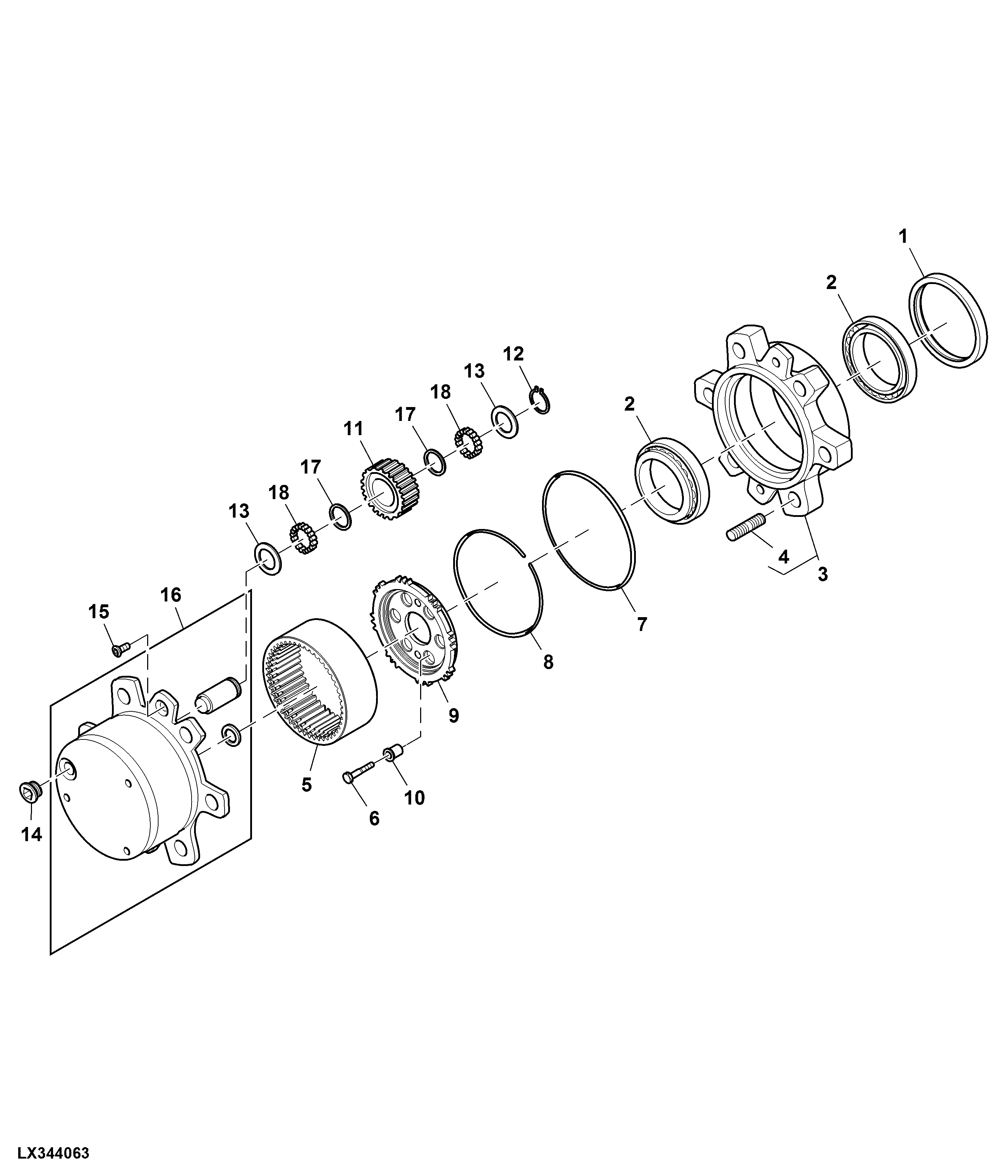 Wheel Hub / Planetary Ring Gear, 4WD Axle, Narrow Version, Cab
