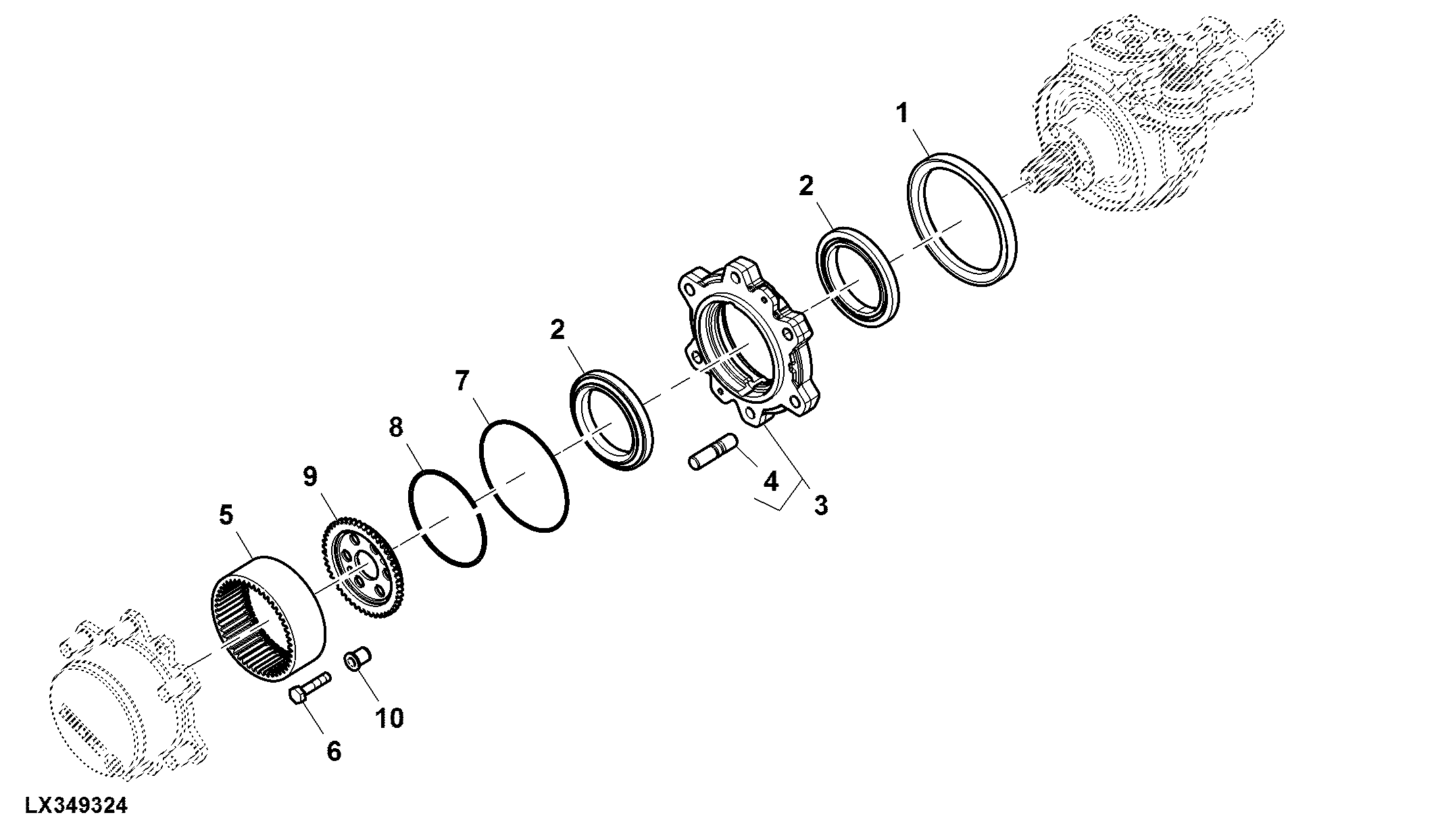 Wheel Hub / Planetary Ring Gear, 4WD Axle, Narrow Version, OOS