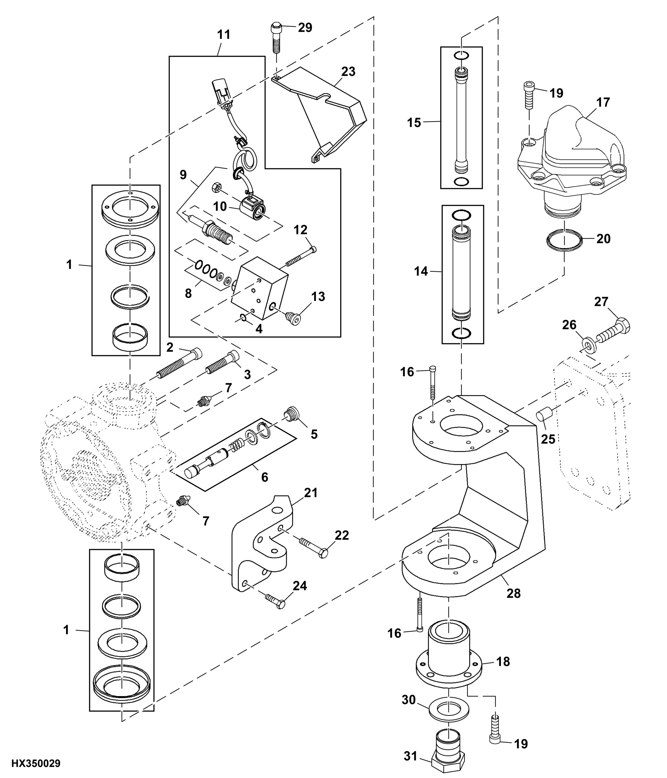 Two-Speed C-Frame Pivots and Caps-Motor 2096cc (690101 - )
