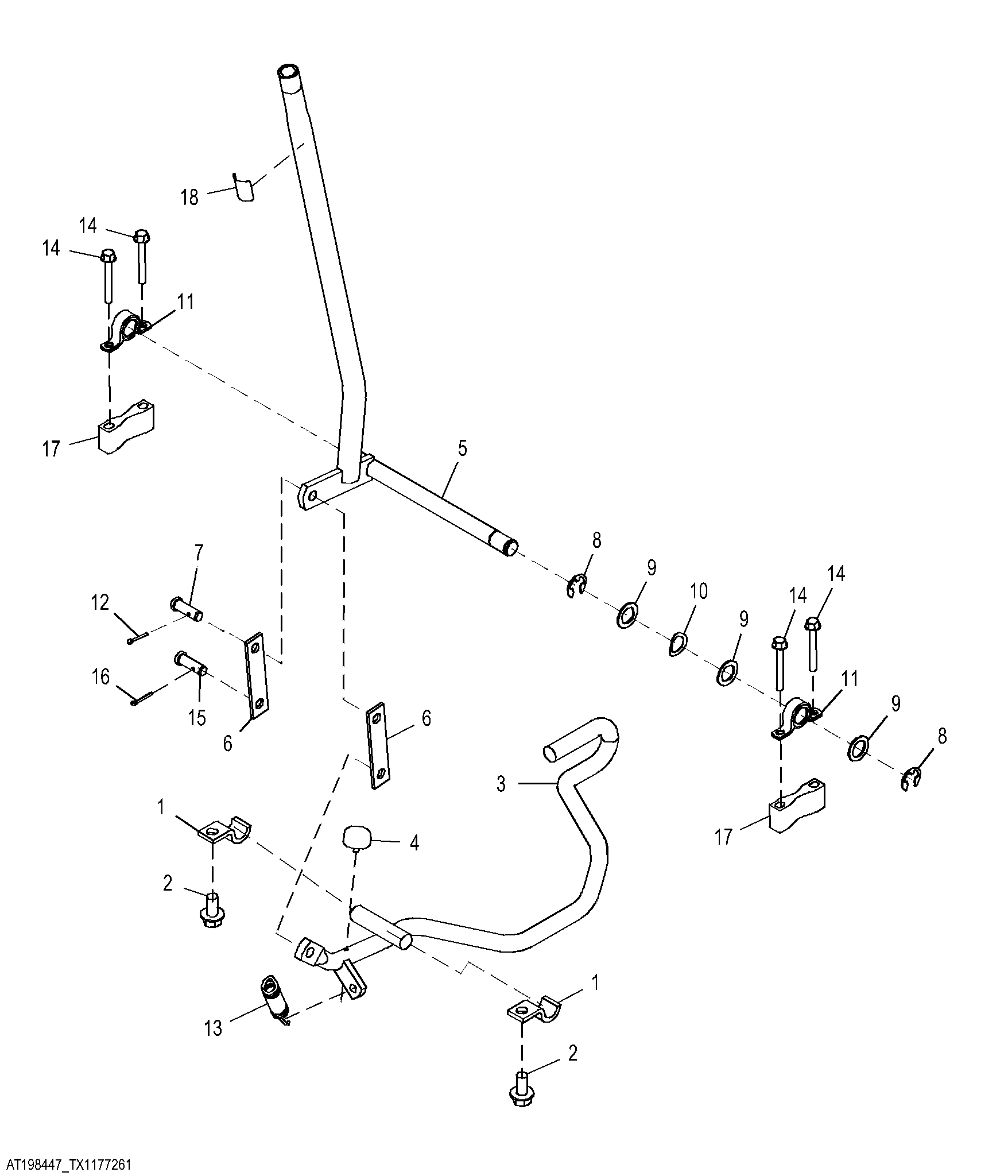 Backhoe Boom Lock Control Lever and Linkage, Pilot