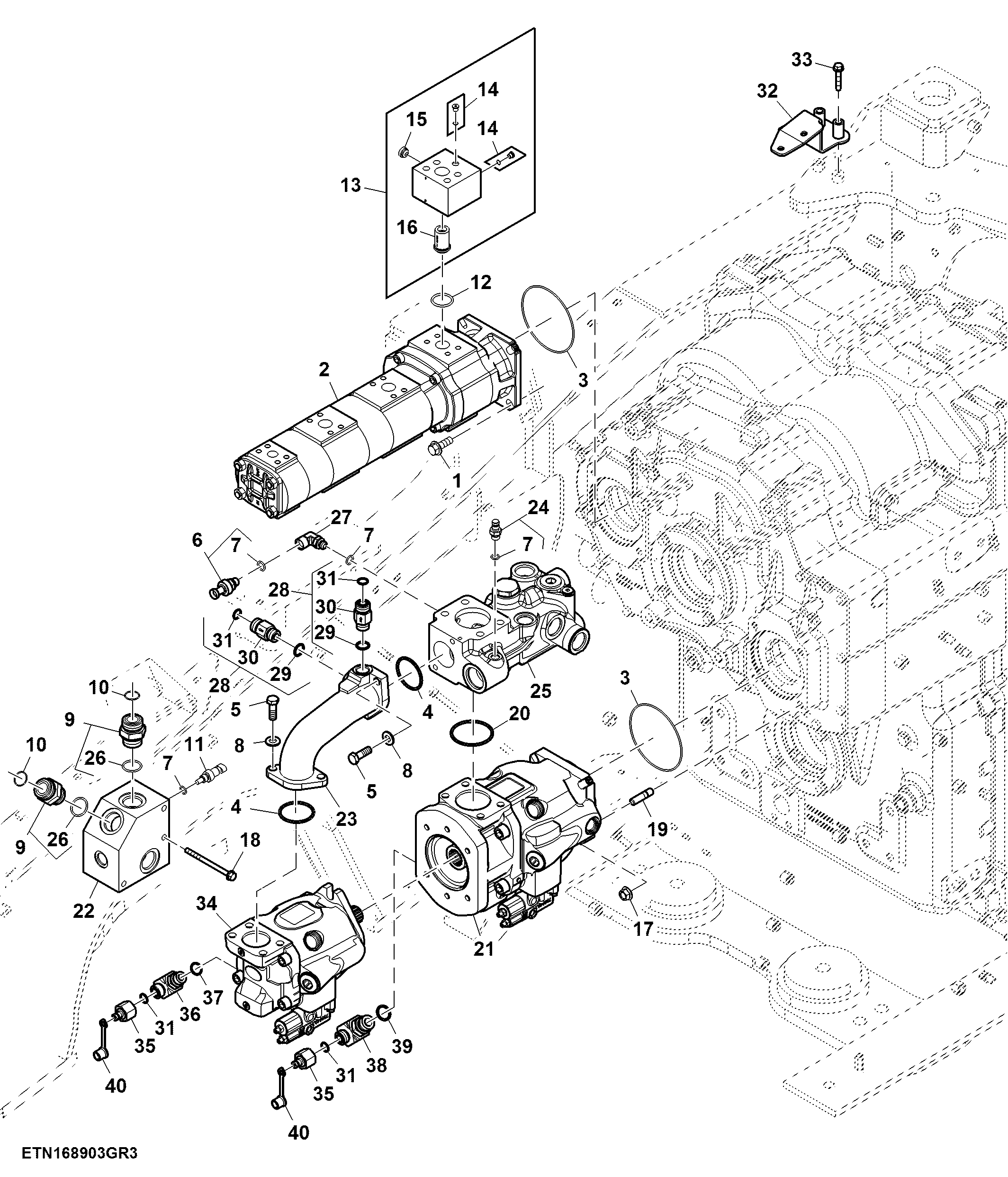 Hydraulic Pump, W/ ACS™, High Flow, W/ PTO, Double Reduction Axle (804101 - )