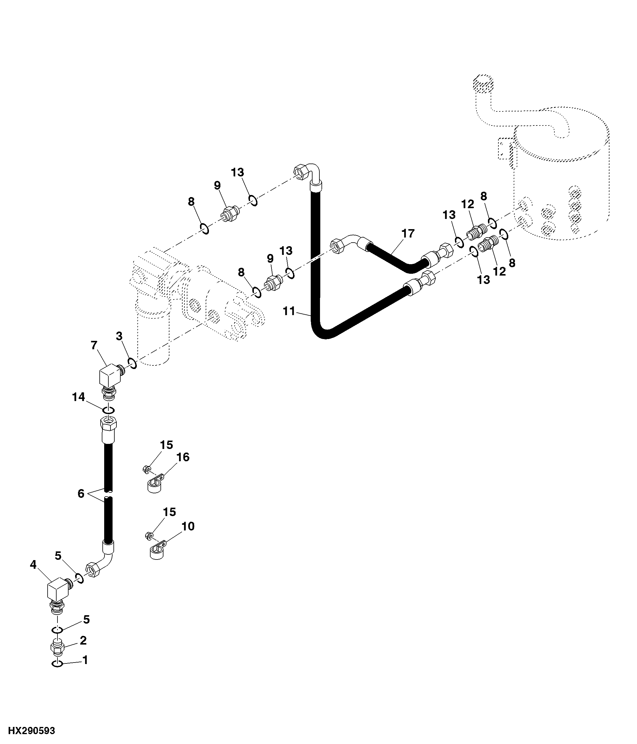Suction and Return Hose, Main Hydraulic Pump