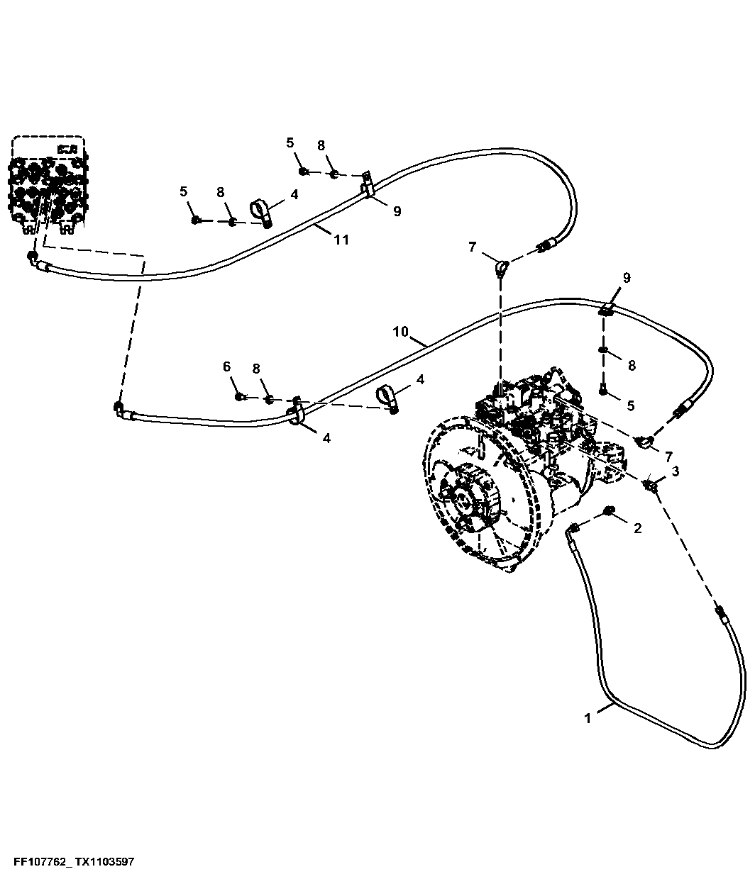 Pilot Lines, Hydraulic Pump to Pilot Signal Manifold