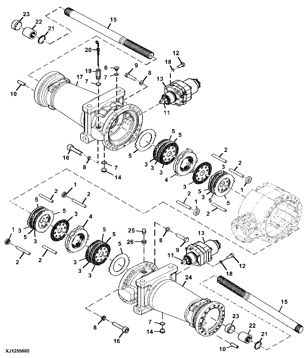 Axle Beam, 4 Wheel Long Front and Rear, LOK 65 / LOK 111