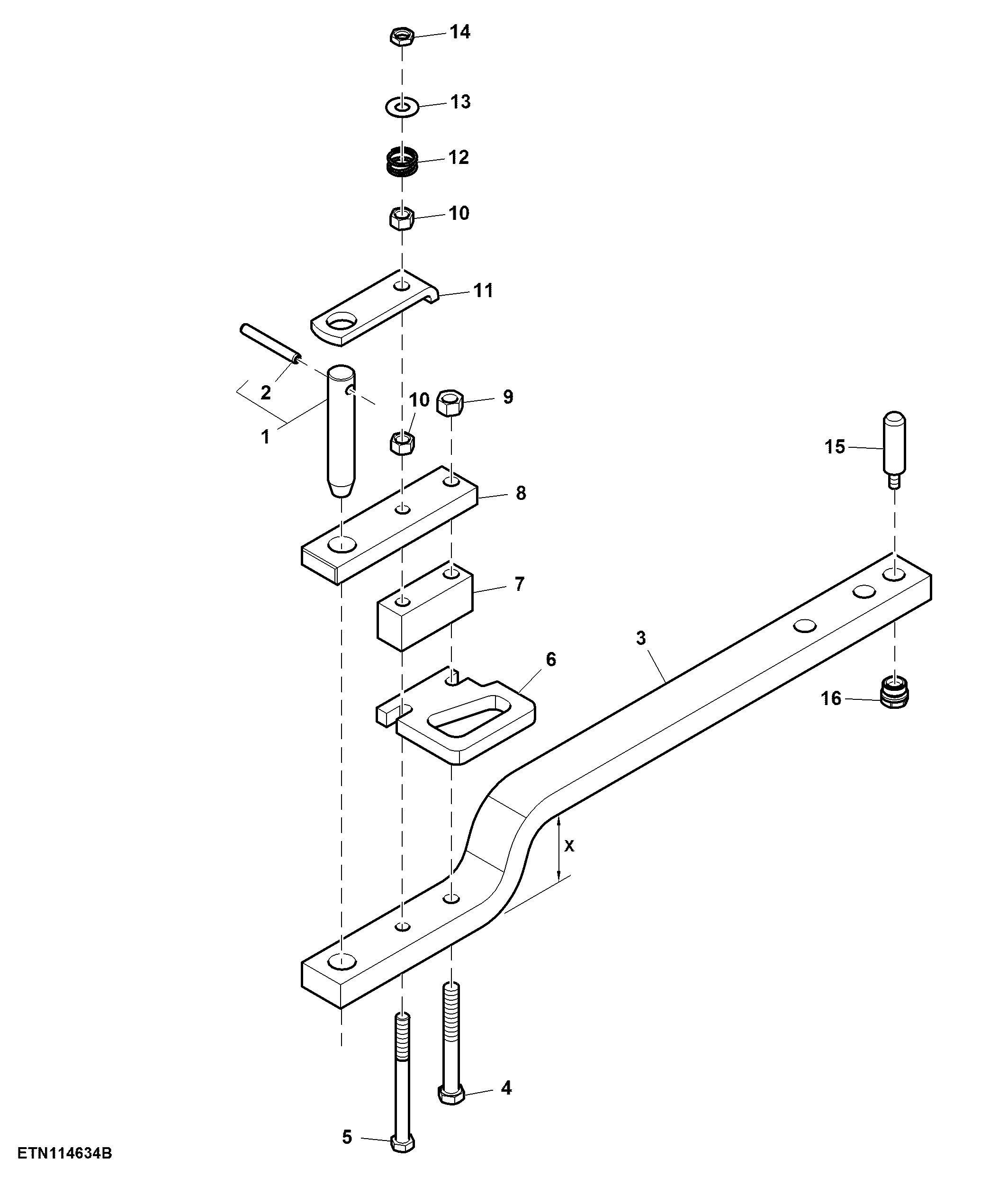 Drawbar, W/ Hammer Strap, W/ Chainlink, W/ 100 mm Bending Offset, Category 2