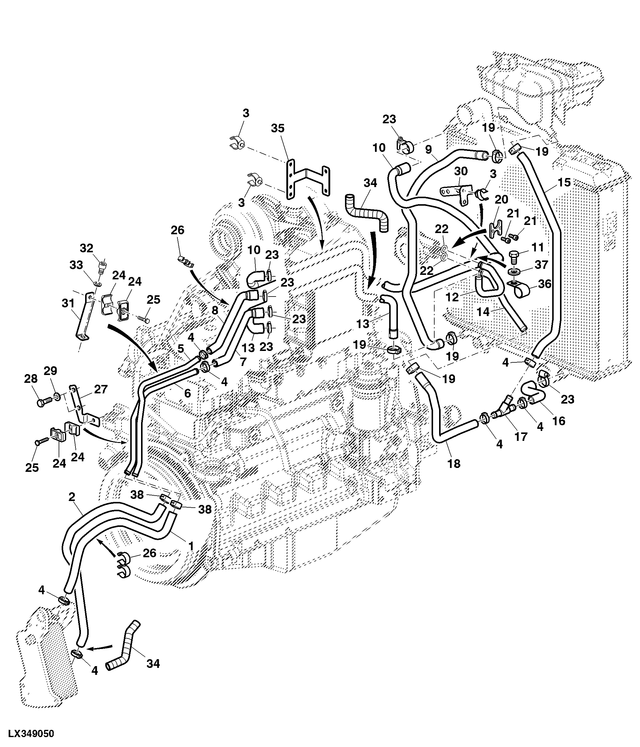 Coolant Lines For Oil Cooler And Intercooler