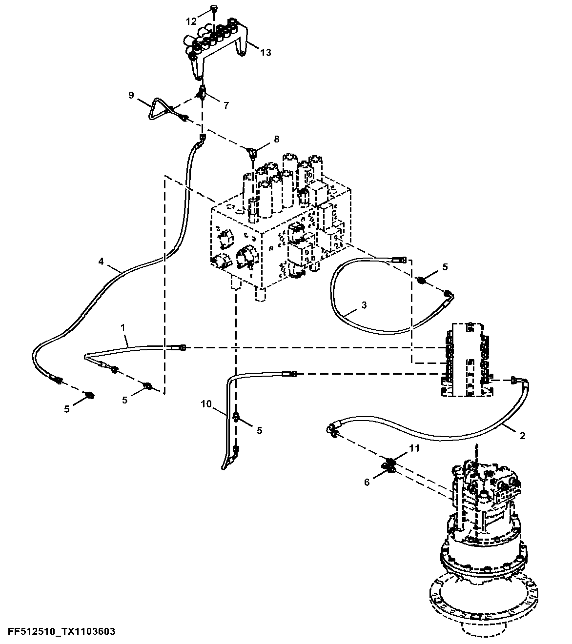 Pilot Line, Pilot Signal Manifold To Swing Motor