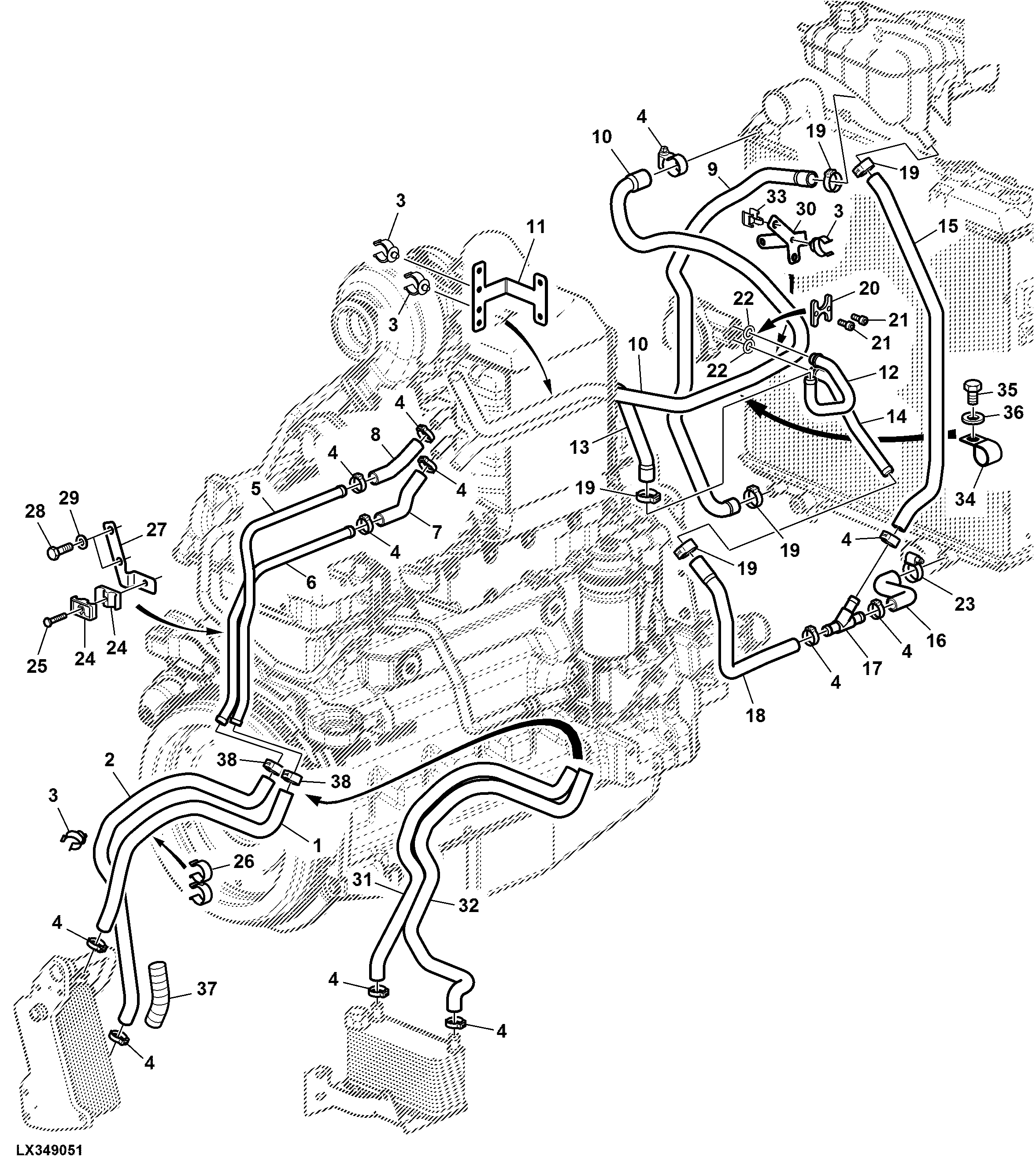 COOLANT LINES FOR OIL COOLER AND INTERCOOLER