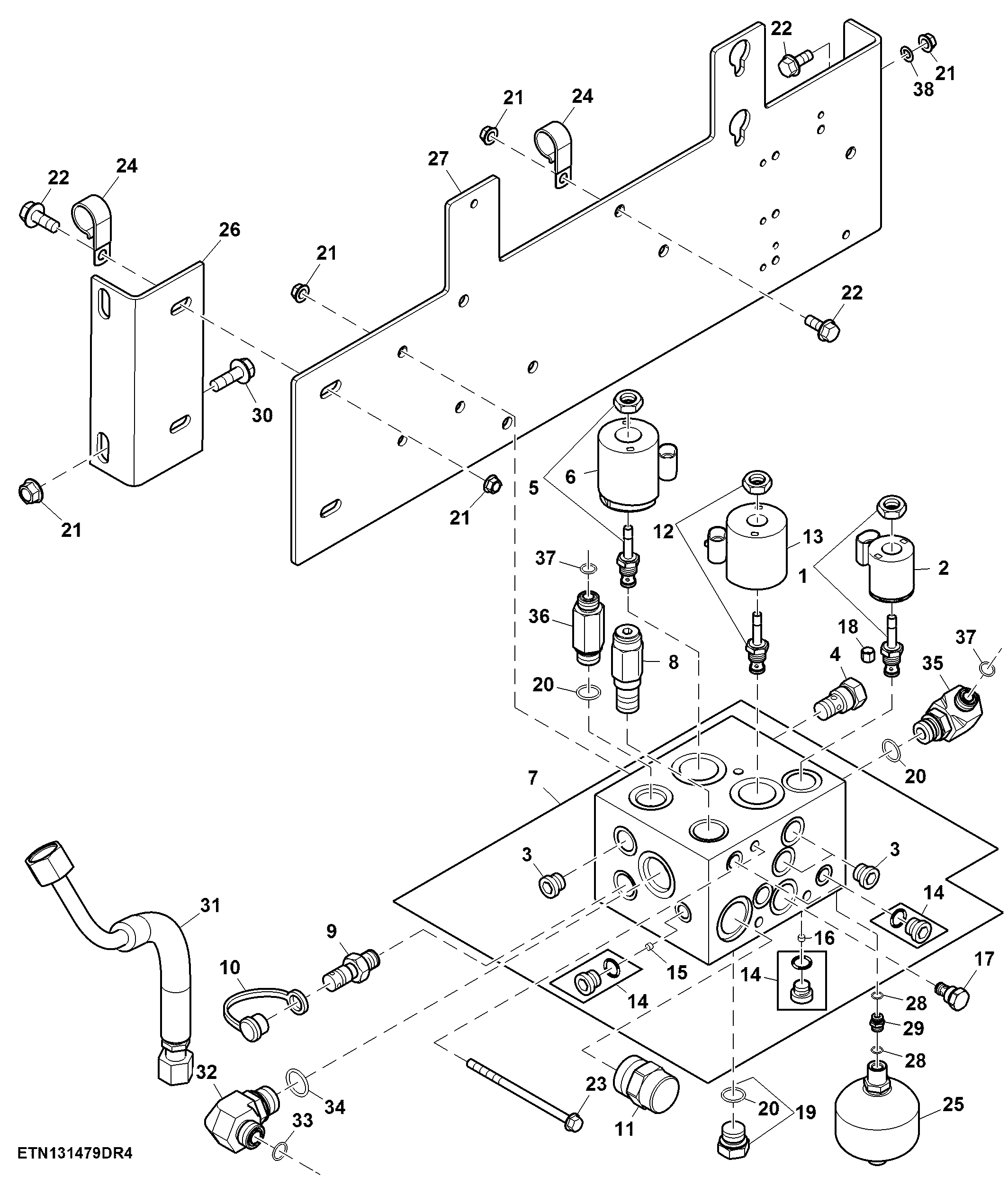 Header Lift Flow Control Valve, W/ Grain Tank Doors