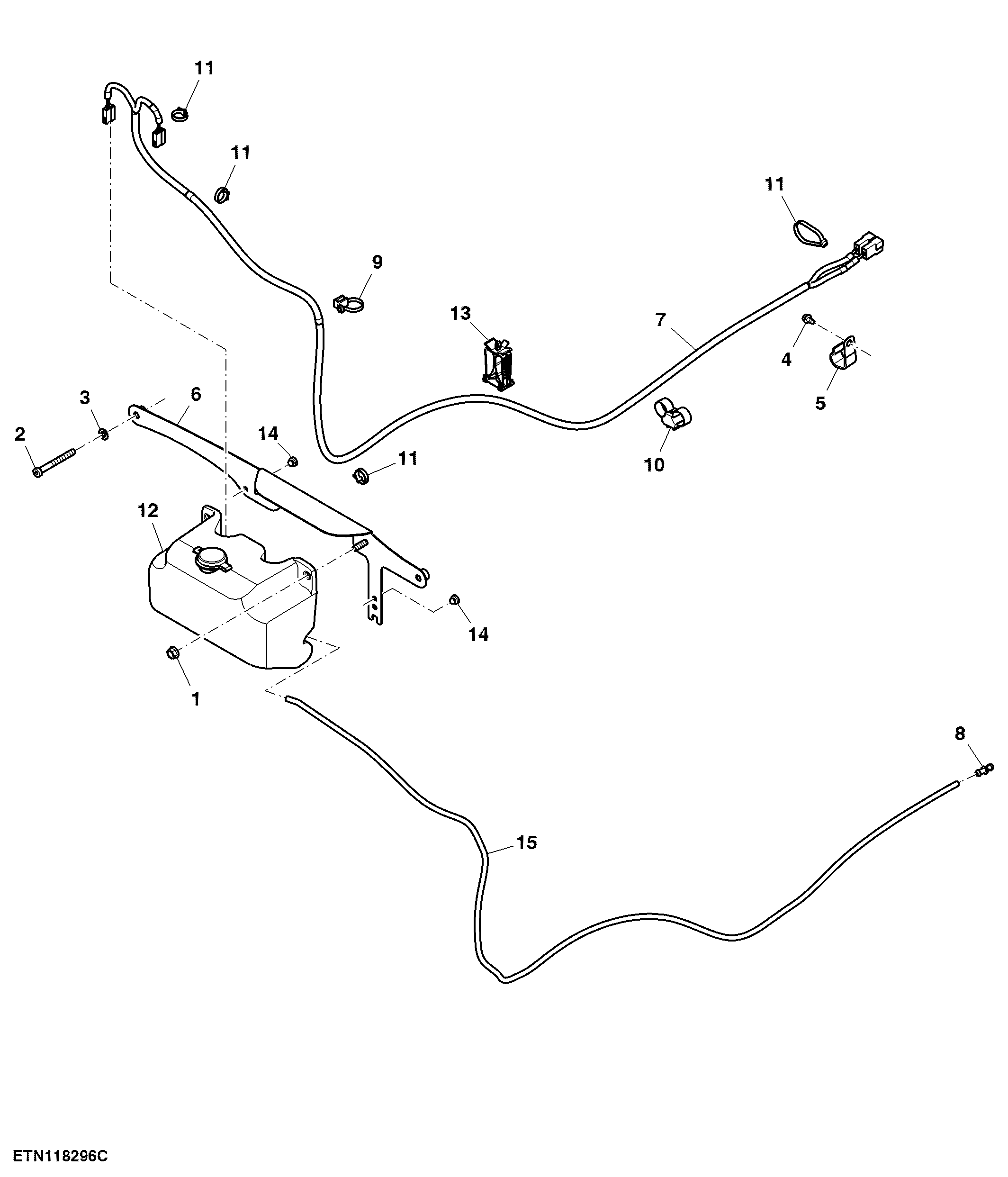 Reservoir, Windshield Washer, Front, W/ Horizontal Exhaust System